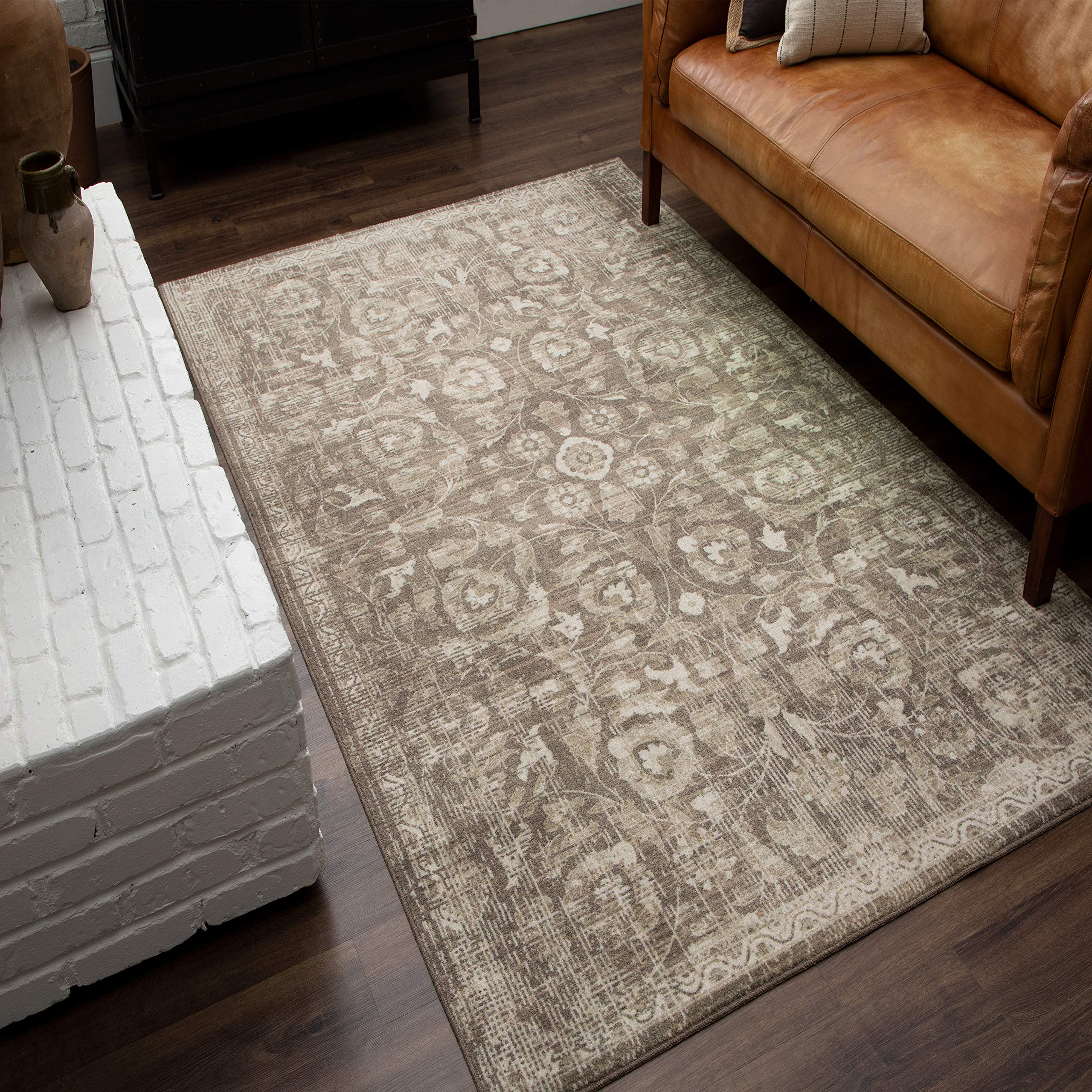 Mohawk Home Baikal Gray 8' x 10' Floral Ornamental Area Rug - Soft Non-Slip Living Room Bedroom Decor Rug for Home Office & Dining Room