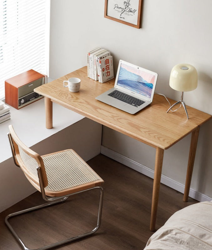 Premium Oak Solid Wood Office Desk - Bay Window Writing Desk for Home & Workspace - Perfect for Study, Work, and Home Office Use