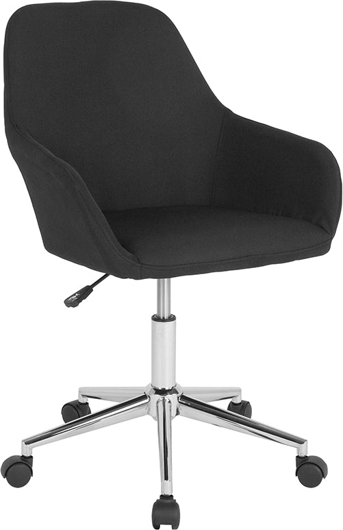 FLASH Cortana Ergonomic Mid Back Office Chair - Black Fabric Mesh for Home & Workspace - Comfortable Desk Chair for Long Hours Sitting & Productivity