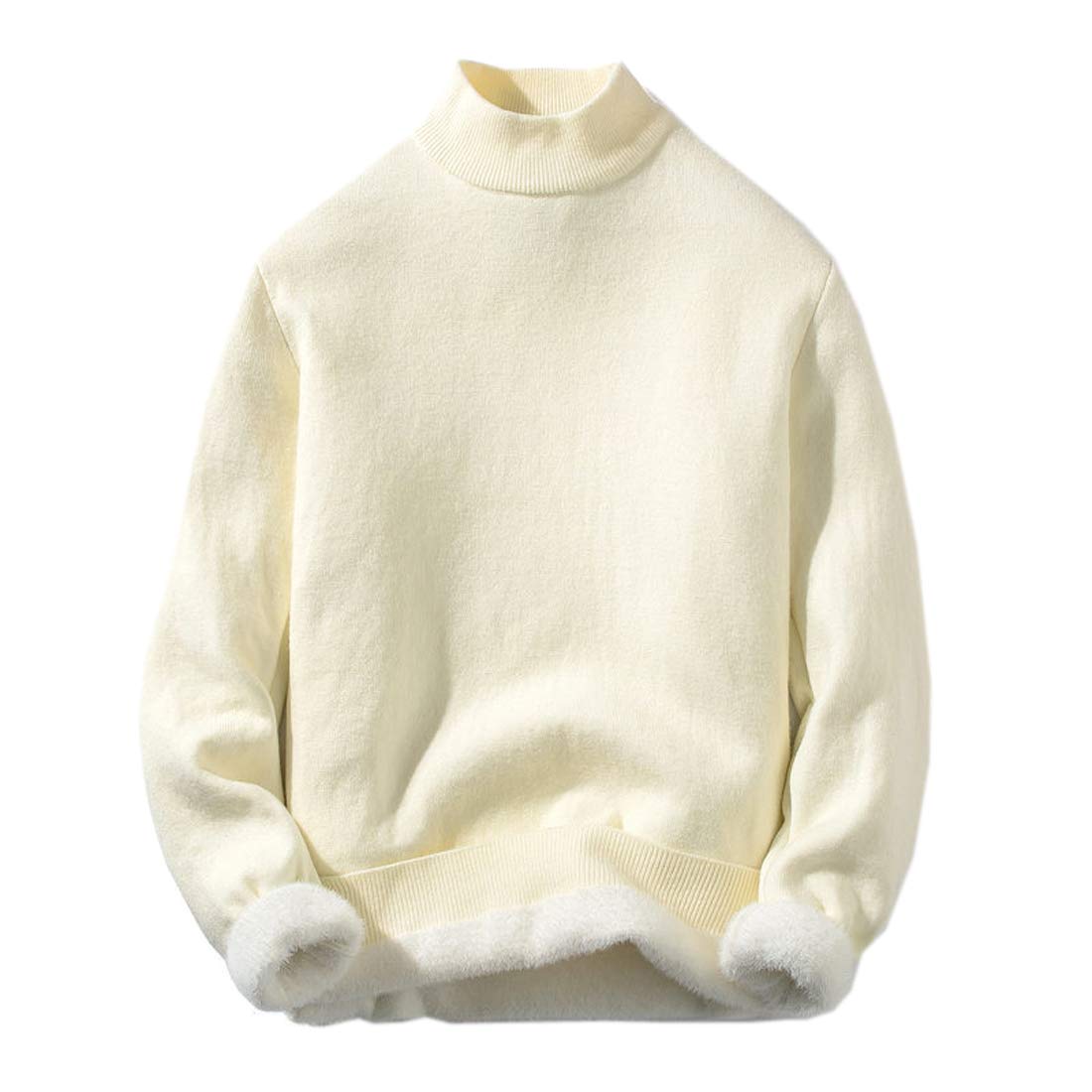 CHIGUO Men's Thermal Knit Half Turtleneck Sweater - Double Layer Warm Winter Pullover for Casual Wear & Office Outfits