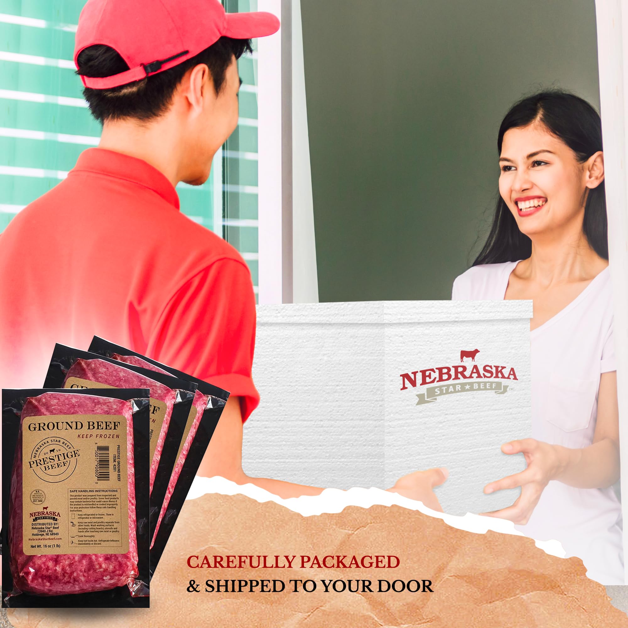 Nebraska Star Beef Angus Ground Beef (10 x 1lb Packages) - 80/20 Lean Premium Frozen Hamburger Patties for Grilling, BBQ & Family Meals
