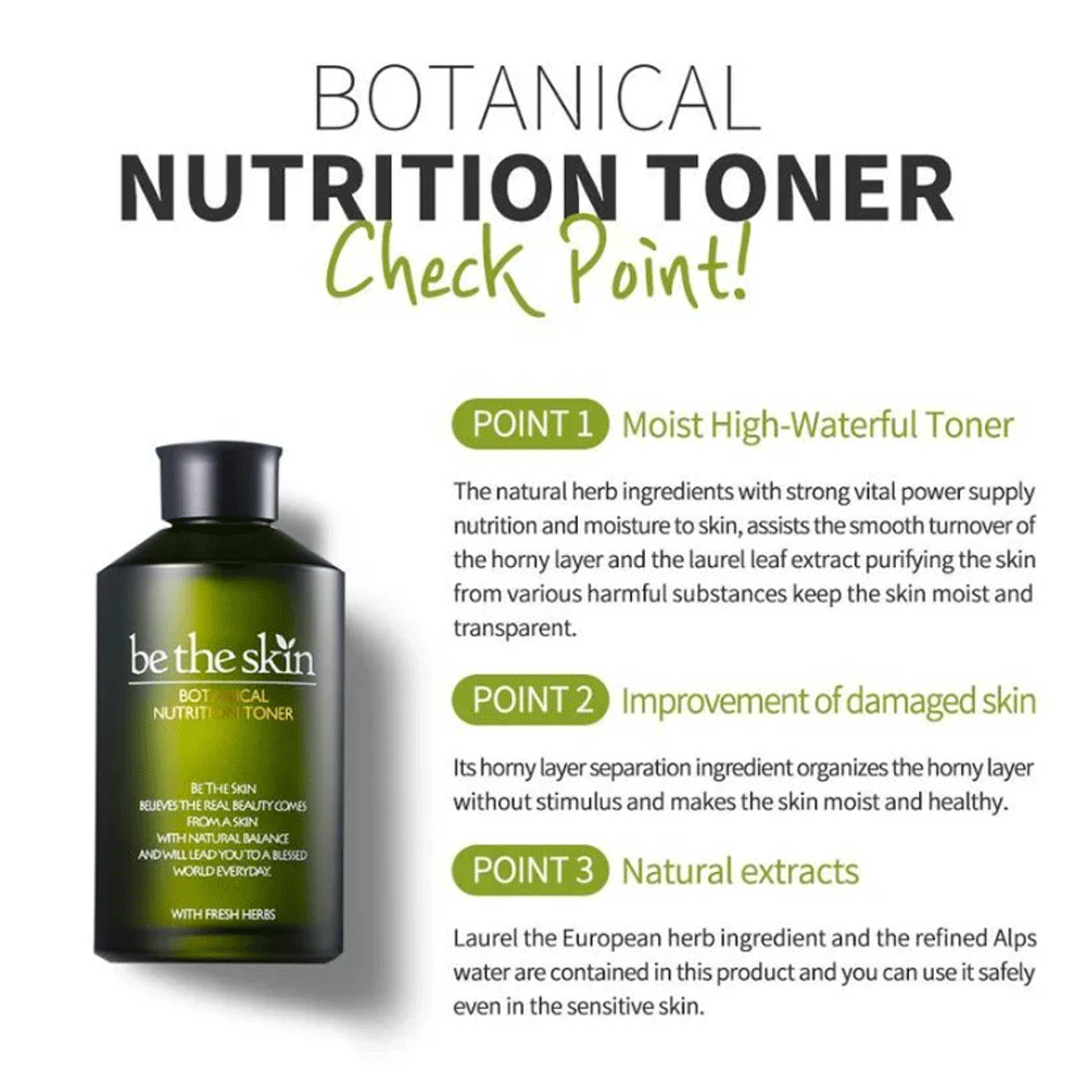 Be The Skin Botanical Nutrition Toner 150ml - Hydrating Facial Toner for Dry & Sensitive Skin | Korean Skincare for Daily Routine & Glowing Complexion