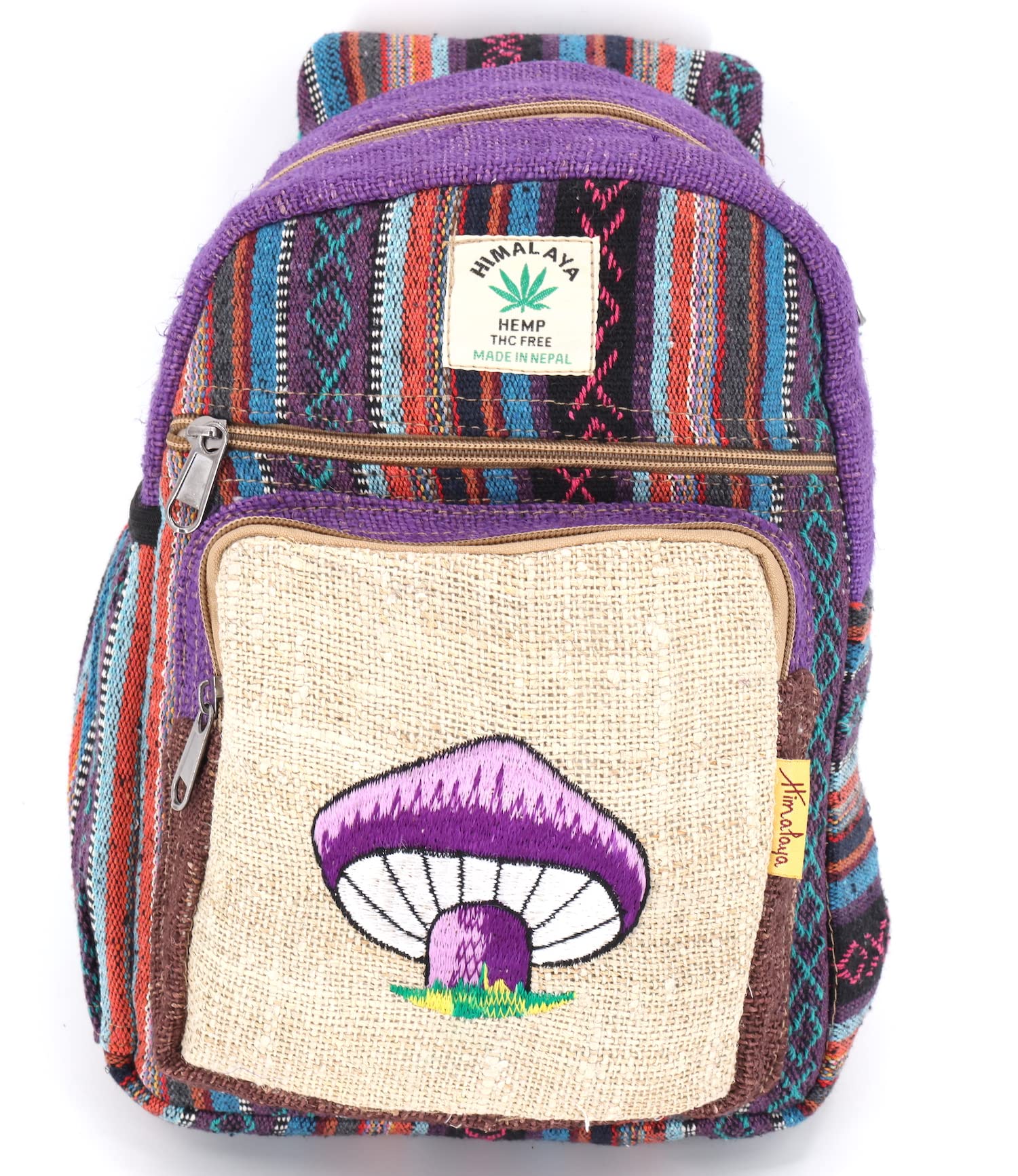 Himalaya Hemp Sling Backpack - Eco-Friendly 100% Hemp Crossbody Bag for Hiking, Festivals & Travel | Fair Trade Handmade Hippie Backpack | Perfect for Outdoor Adventures & Boho Style