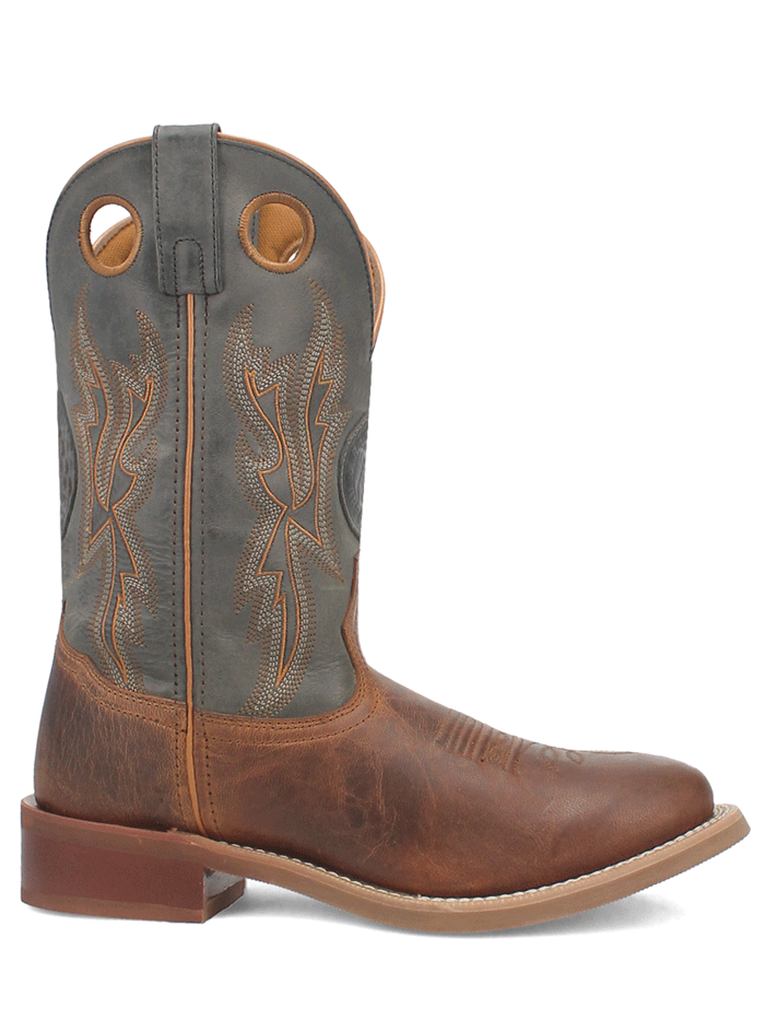 Laredo 7734 Men's Dawson Leather Boots - Brown & Grey Distressed Cowboy Boots for Western Riding, Work & Casual Wear
