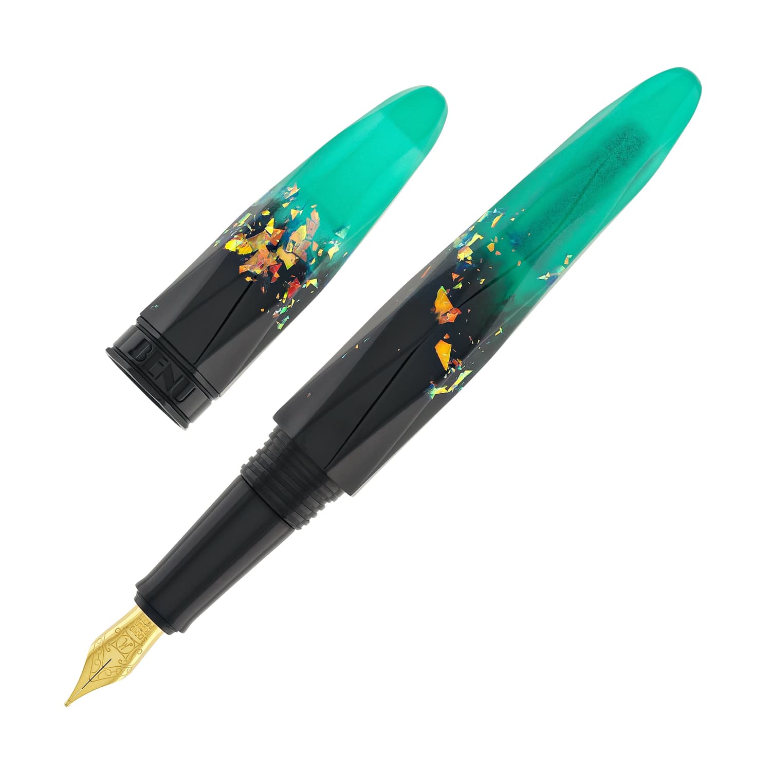 Benu Briolette Fountain Pen - Premium Luminous Jade Green Ink Pen for Writing, Calligraphy & Gifting | Elegant Office, School & Special Occasion Use