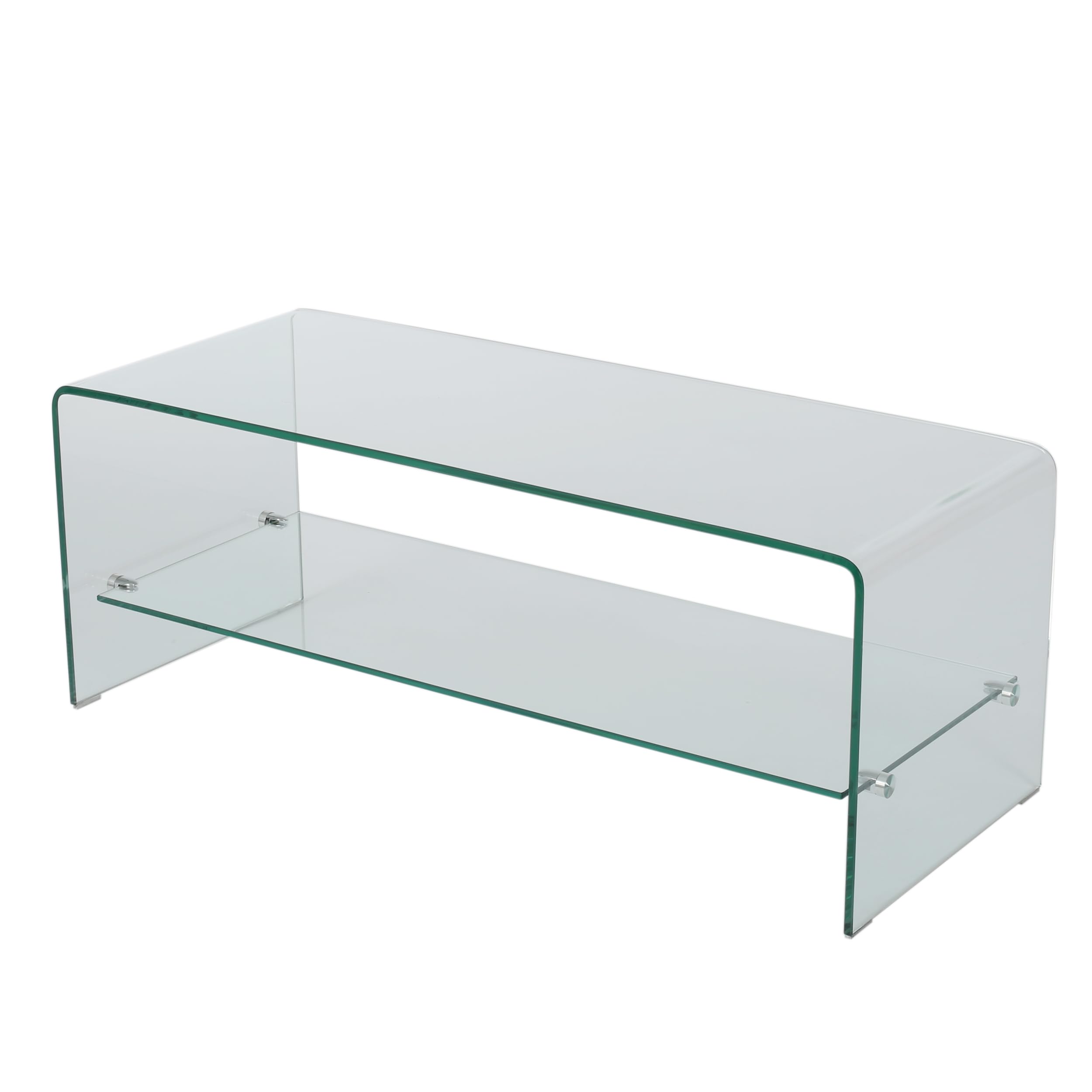 Christopher Knight Home Bartlet Tempered Glass TV Stand - Clear Modern Entertainment Center for Living Room, Bedroom & Home Theater