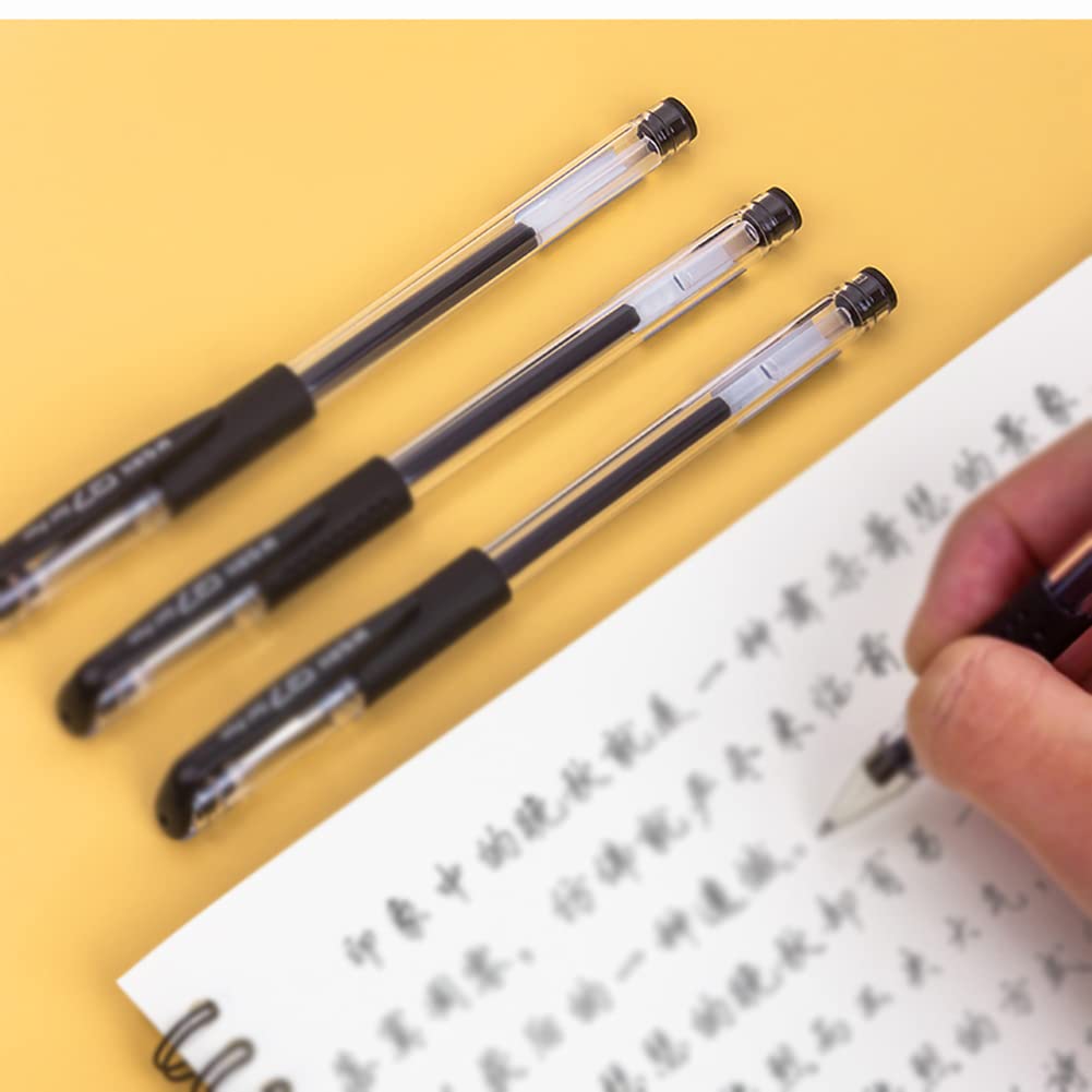 Premium 0.5mm Black Gel Pens for Students & Office - Quick-Drying Water-Based Ink Refillable Bullet Pens - Perfect for Note Taking, Journaling, Signatures & School Supplies (Pack of 12)
