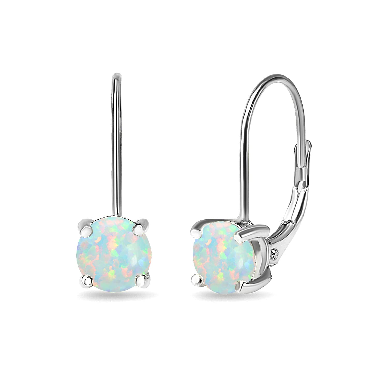 Birthstone Earrings for Women - 6mm Round Genuine or Synthetic Gemstone Leverback Drop Earrings in Sterling Silver with Gold Flash | Perfect for Gifts, Weddings & Everyday Elegance