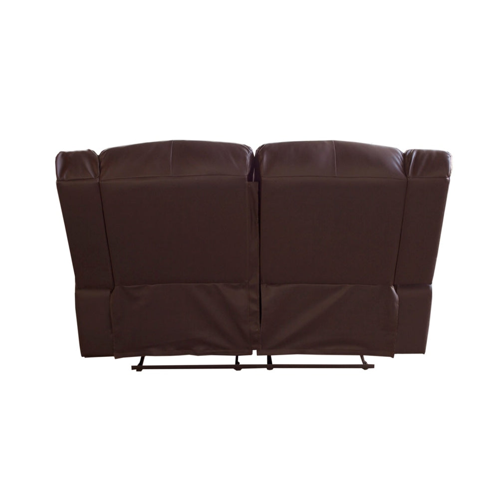 Colson 2-Seater Faux Leather Recliner Sofa - Brown PU Leather Lounge Couch for Living Room, Home Theater & Family Room Relaxation
