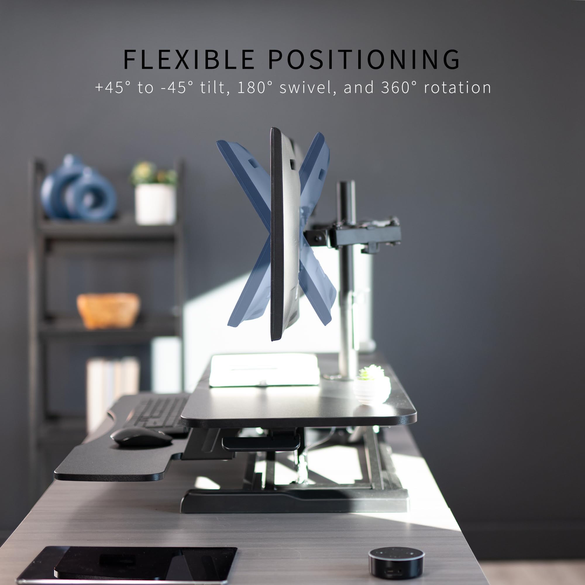 VIVO 42 Inch Height Adjustable Standing Desk Converter with Dual Monitor Stand (13-30 Inch), Sit Stand Workstation & Desk Riser - Black (DESK-V042KB-M2) - Perfect for Home Office, Gaming Setup & Ergonomic Workspaces