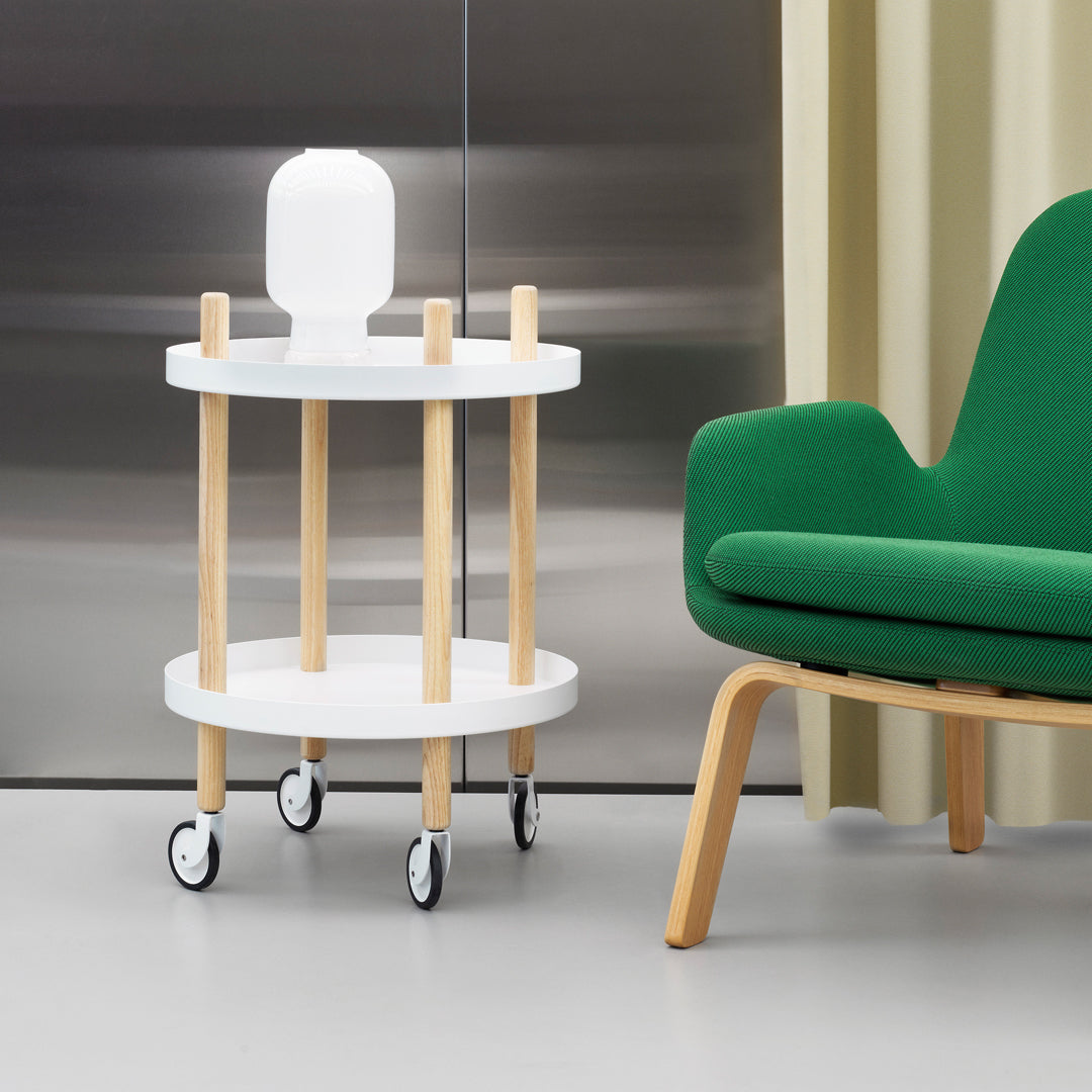 Round Block Table - Modern Wood Coffee Table for Living Room, Office & Dorm | Sturdy Side Table with Storage Shelf for Small Spaces