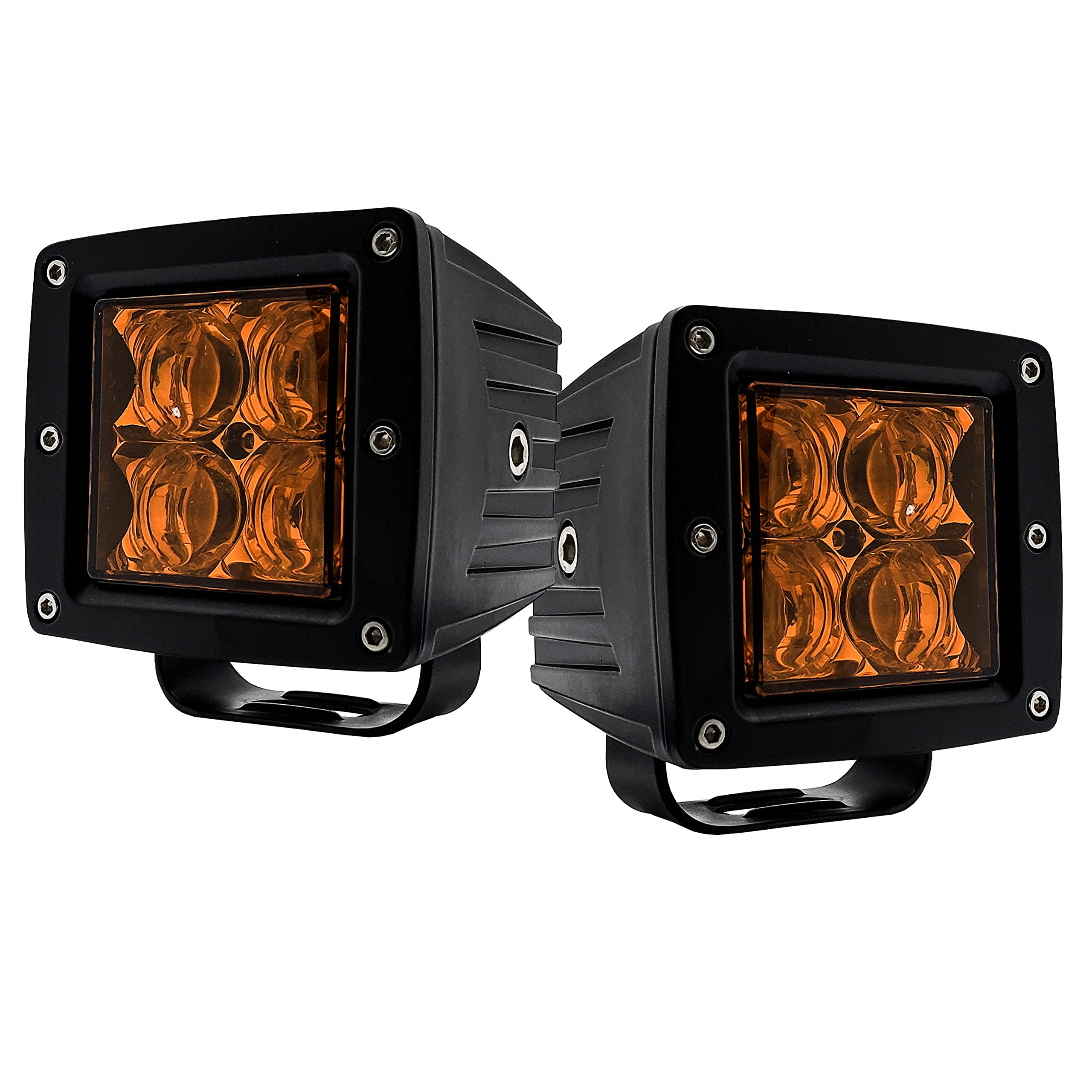 OZ-USA® 4D POD Spot Beam Amber Lens High-Intensity LED Yellow Lights - Fog, Dust & Snow Offroad Lights for ATV, Truck & Motorcycle - Perfect for Offroad Racing & Adventure Driving