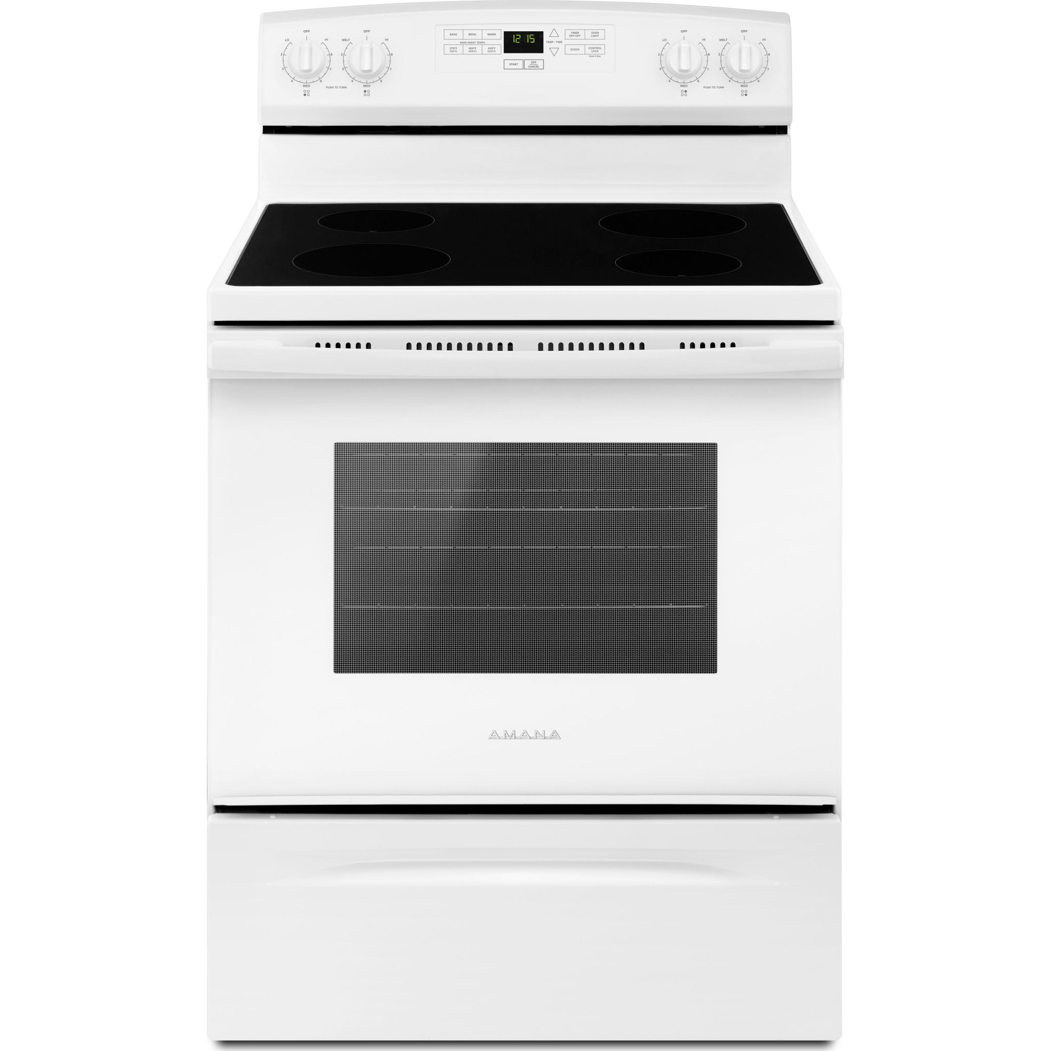 Amana 30 Inch Electric Range YAER6303MFW - White Freestanding Stove with Self-Cleaning Oven & 4 Burners - Perfect for Home Kitchen, Apartment Cooking & Small Space Living