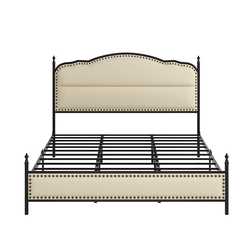 Ernesto 61 Industrial King & Queen Size Platform Bed Frame - Modern Metal & Wood Design for Bedroom, Guest Room, Loft or Studio Apartment