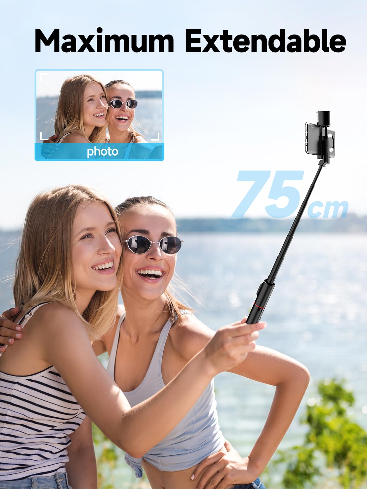 Moman Q12S 77cm Aluminum Selfie Stick Tripod with Fill Light - 360° Rotatable All-in-1 Phone Tripod Stand & Holder for Smartphones | Perfect for Travel, Vlogging, Live Streaming & Group Photos