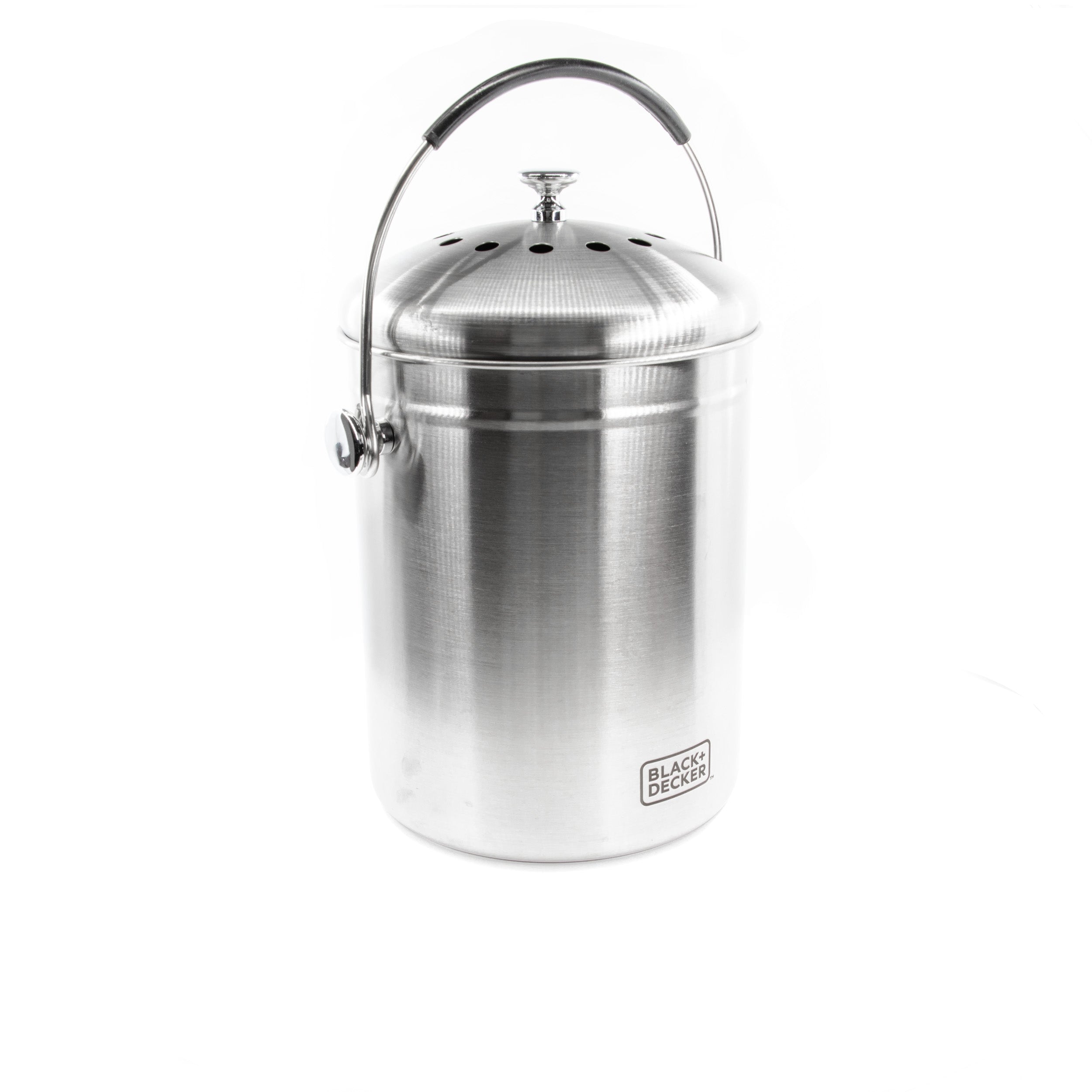 Stainless Steel Countertop Compost Bin - 166 oz (5L) Eco-Friendly Kitchen Waste Container for Food Scraps Recycling | Perfect for Composting in Home, Apartment, or Office