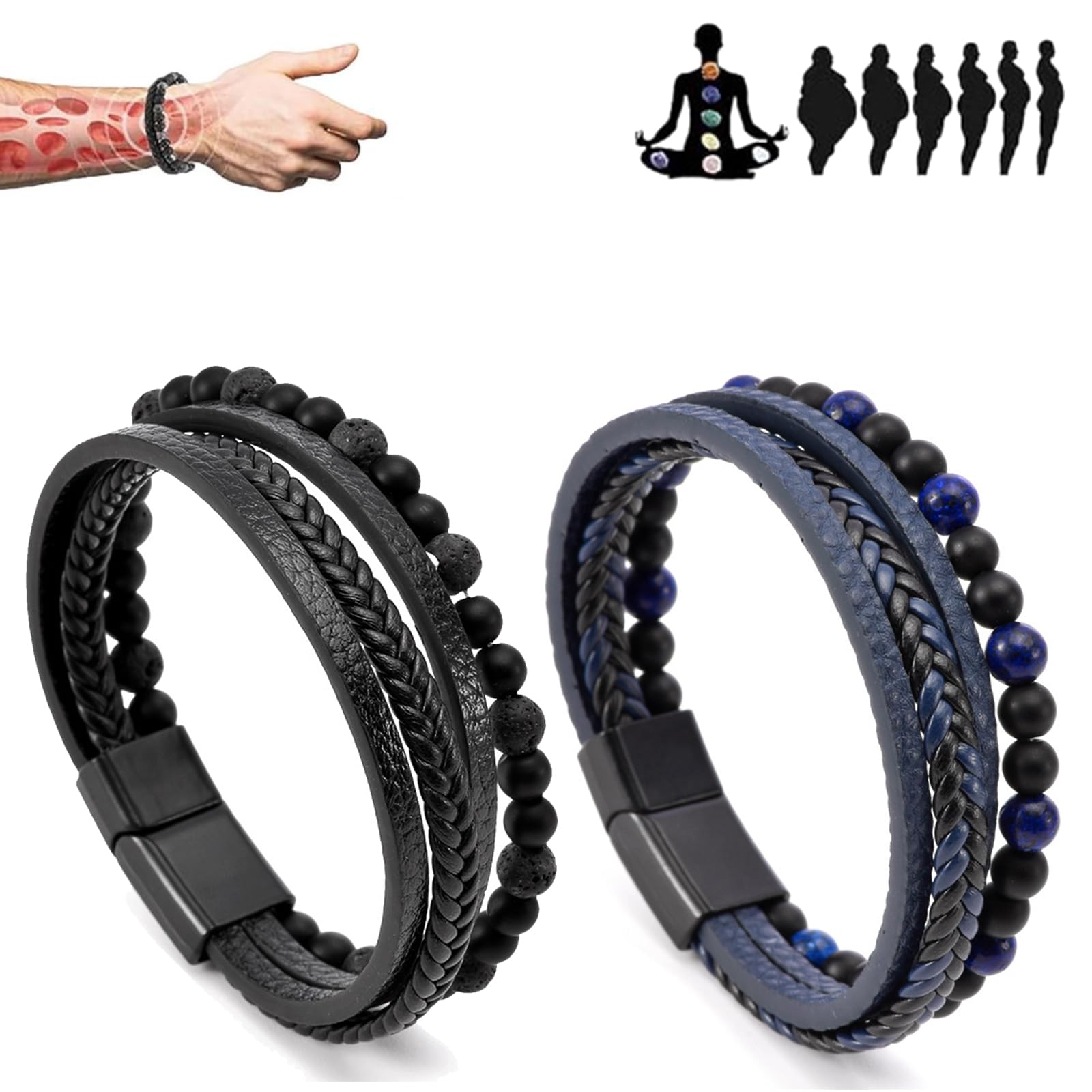 VolcanicX Magnetic Therapy Bracelet for Menopause Relief & Slimming - Wellness & Pain Relief for Women & Men (2-Pack) - Perfect for Daily Wear, Workouts & Stress Relief