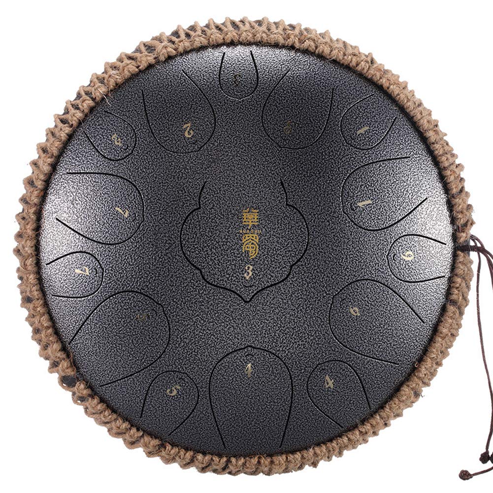 WDDLD 13 Inch 15 Note Steel Tongue Drum - Hand Pan Percussion Instrument with Mallets & Carry Bag - Perfect for Meditation, Music Therapy & Relaxation