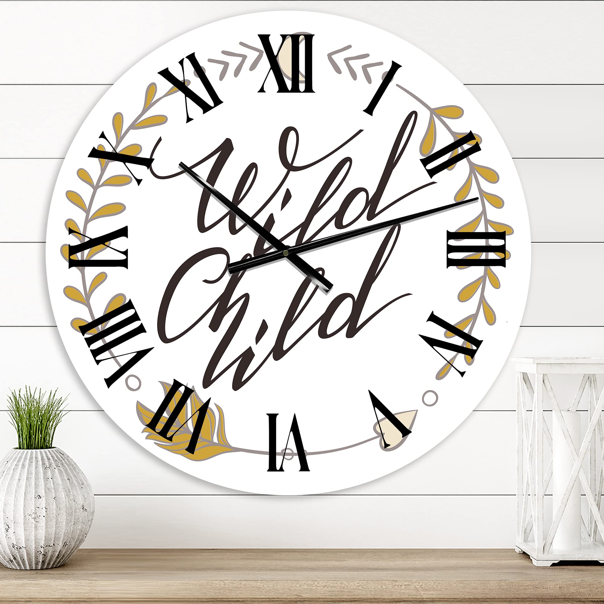 DesignQ Traditional 'Wild Child' Large Wall Clock - Vintage Decor for Living Room, Bedroom & Office - Perfect Home & Gift Idea