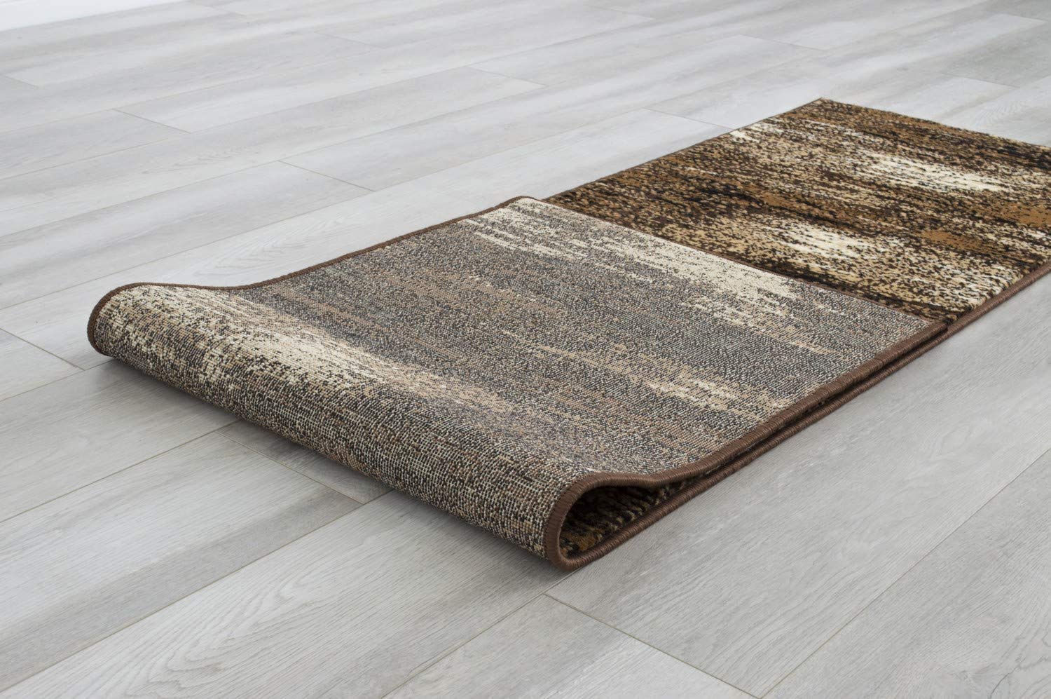 Modern Abstract Brown Mocha Area Rug - Large 2'x7' Runner for Living Room, Office & Kitchen - Soft Non-Slip Floor Mat for Home Decor & High Traffic Areas
