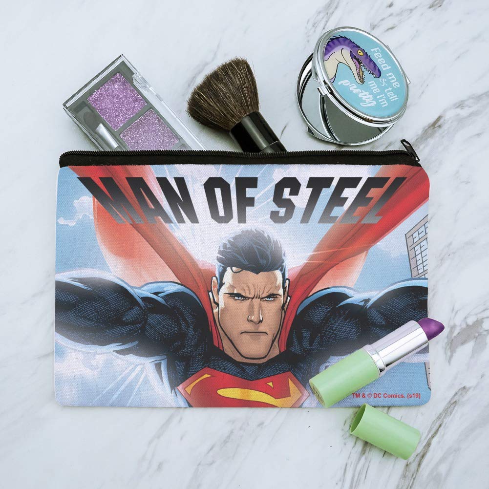 Superhero Man of Steel Cosmetic Bag Organizer - DC Comics Superman Makeup Pouch for Travel & Daily Use