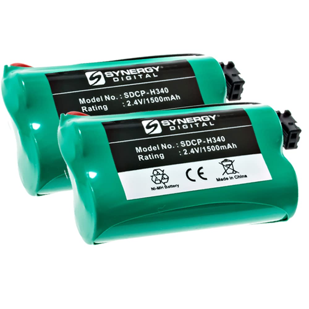 Synergy Digital Cordless Phone Batteries - 2-Pack Ni-MH 2.4V 1500mAh Replacement Battery for Uniden GE-TL26602 Phone | Ultra High Capacity | Perfect for Home & Office Communication