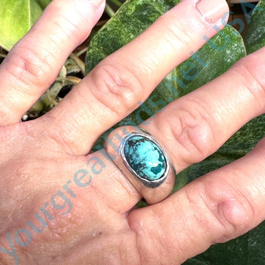 Unique Sterling Silver Ring with Turquoise Stone - Size 11 | Handmade Jewelry for Women, Boho Chic Accessories, Perfect for Weddings & Everyday Wear