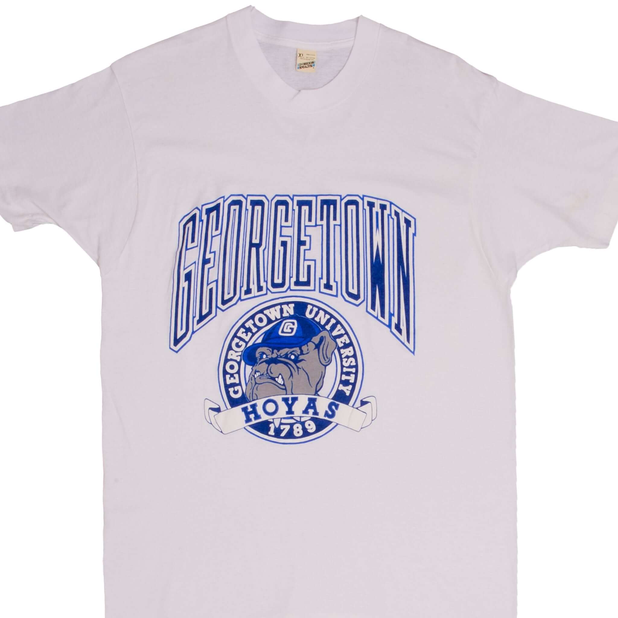 Vintage Georgetown University Hoyas T-Shirt 1980s - Medium Size, Made in USA - Perfect for College Sports Fans & Retro Fashion Lovers