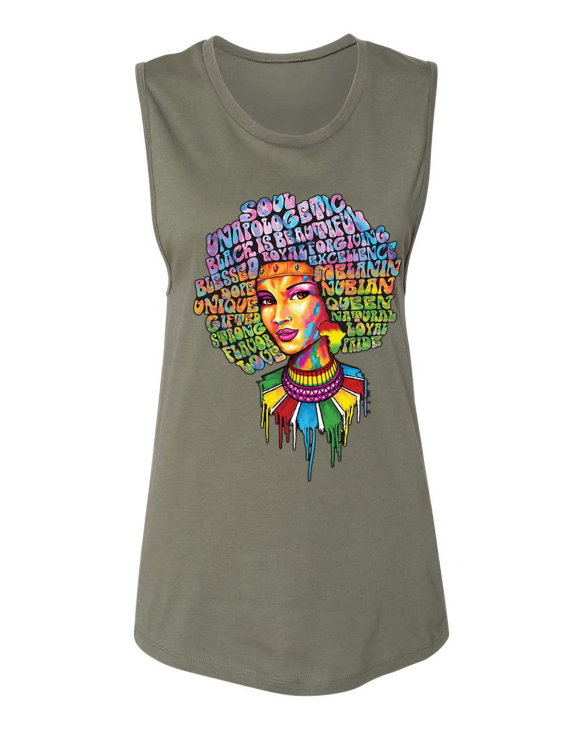 Wild Bobby Words of Character Strong Black Woman Ethnic Women's Jersey Muscle Tank - Empowering Apparel for Everyday Wear, Workouts & Casual Outfits
