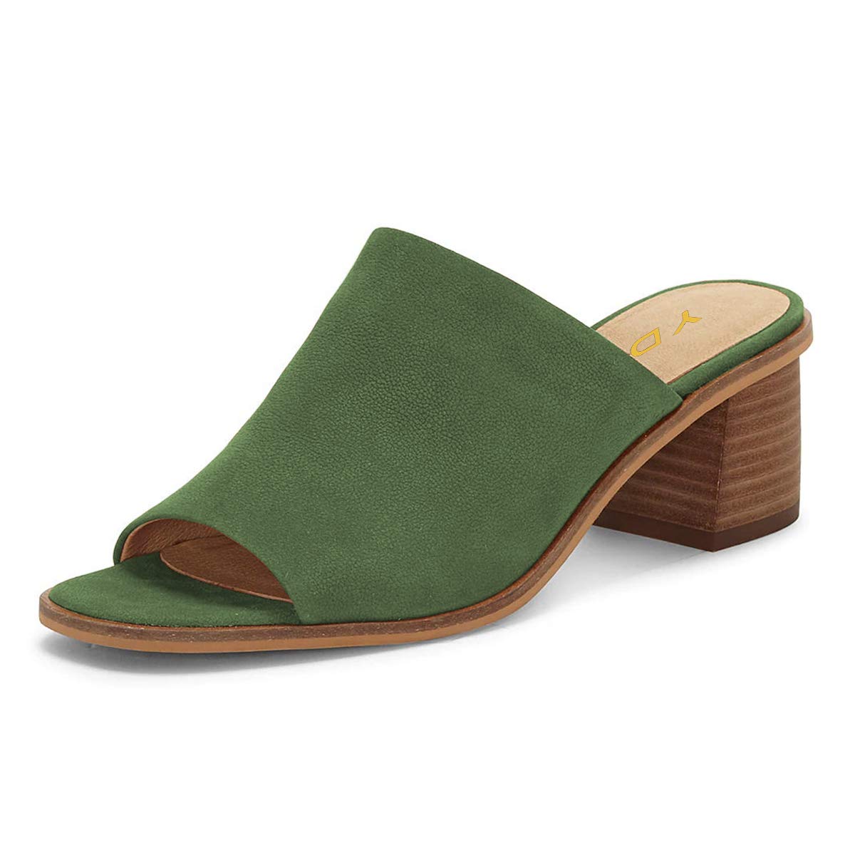 YDN Women's Casual Open Square Toe Slip-On Slippers - Chunky Stacked Low Heel Mules for Summer & Date Night | Comfortable House Shoes for Lounging, Beach & Outdoor Wear