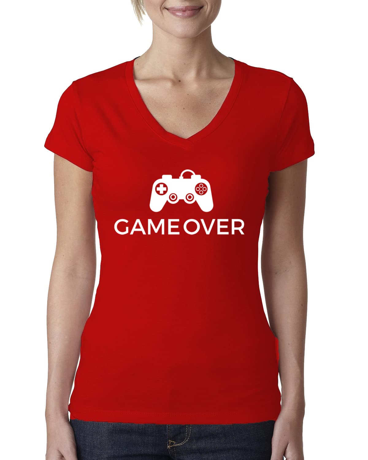 Video Game Controller Graphic T-Shirt for Women - Nerdy Gamer Tee with V-Neck & Junior Fit | Perfect for Gaming Events, Cosplay & Casual Wear