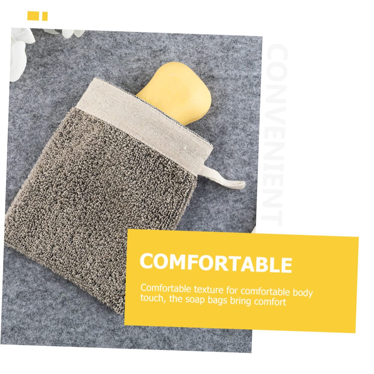2-Pack Soap Bags with Exfoliating Loofah - Natural Flax Mesh Foaming Net for Shower & Bath - Gentle Exfoliating Mitt & Soap Saver Pouch - Perfect for Storing Soap Bars & Creating Rich Lather - Ideal for Travel, Gym & Eco-Friendly Bathroom Toiletries