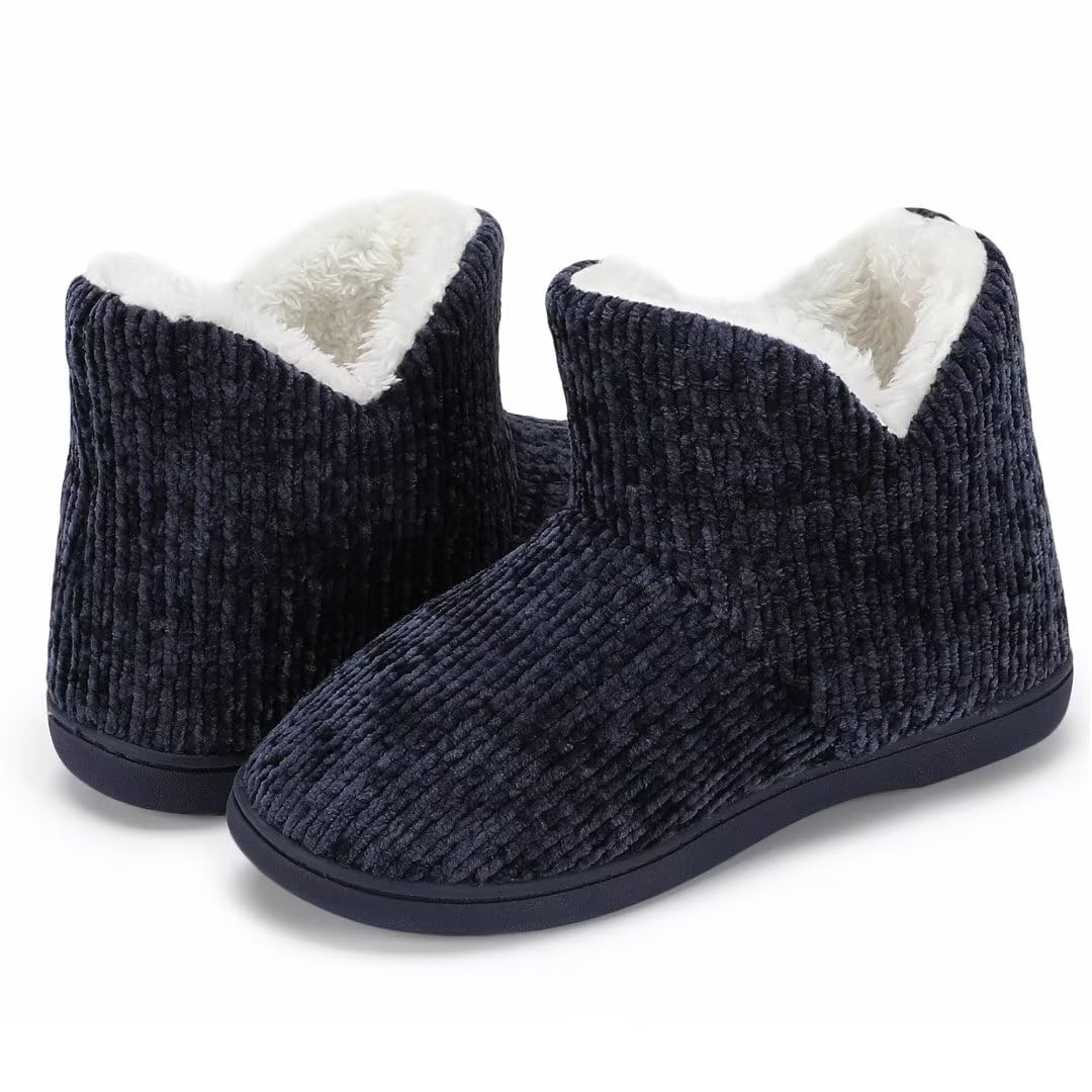 TUOBUQU Women's Cozy Plush Bootie Slippers - Warm Fuzzy Indoor/Outdoor Winter House Shoes for Women - Perfect for Home, Office & Winter Comfort