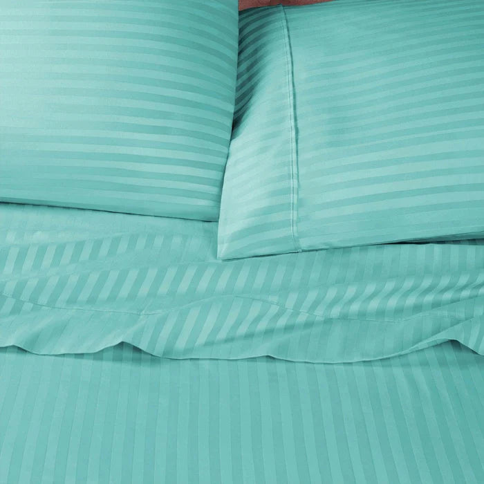 Premium Egyptian Cotton 600 Thread Count Pillowcase Set - 2 Piece Striped Bedding for Luxury Comfort | Soft Breathable Pillow Covers for Master Bedroom, Guest Room & Hotel Use