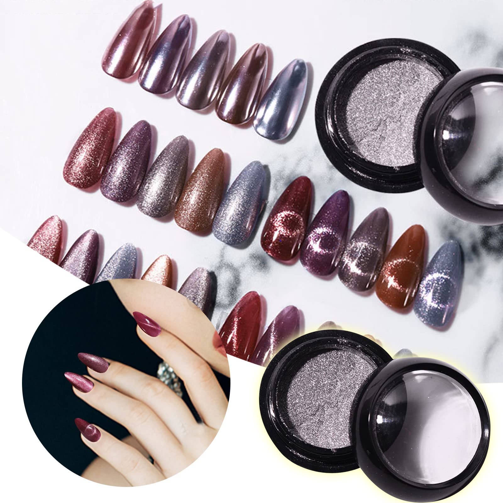 Professional Nail Brush Holder for Nail Tech | Gorgeous Highlighter Powder with Quicksand & Cat Eye Effects | Wide Cat Eye Design for Various Nail Styles | Water Transfer Nail Tattoos | Perfect for Salon, Home Manicure & Nail Art Enthusiasts