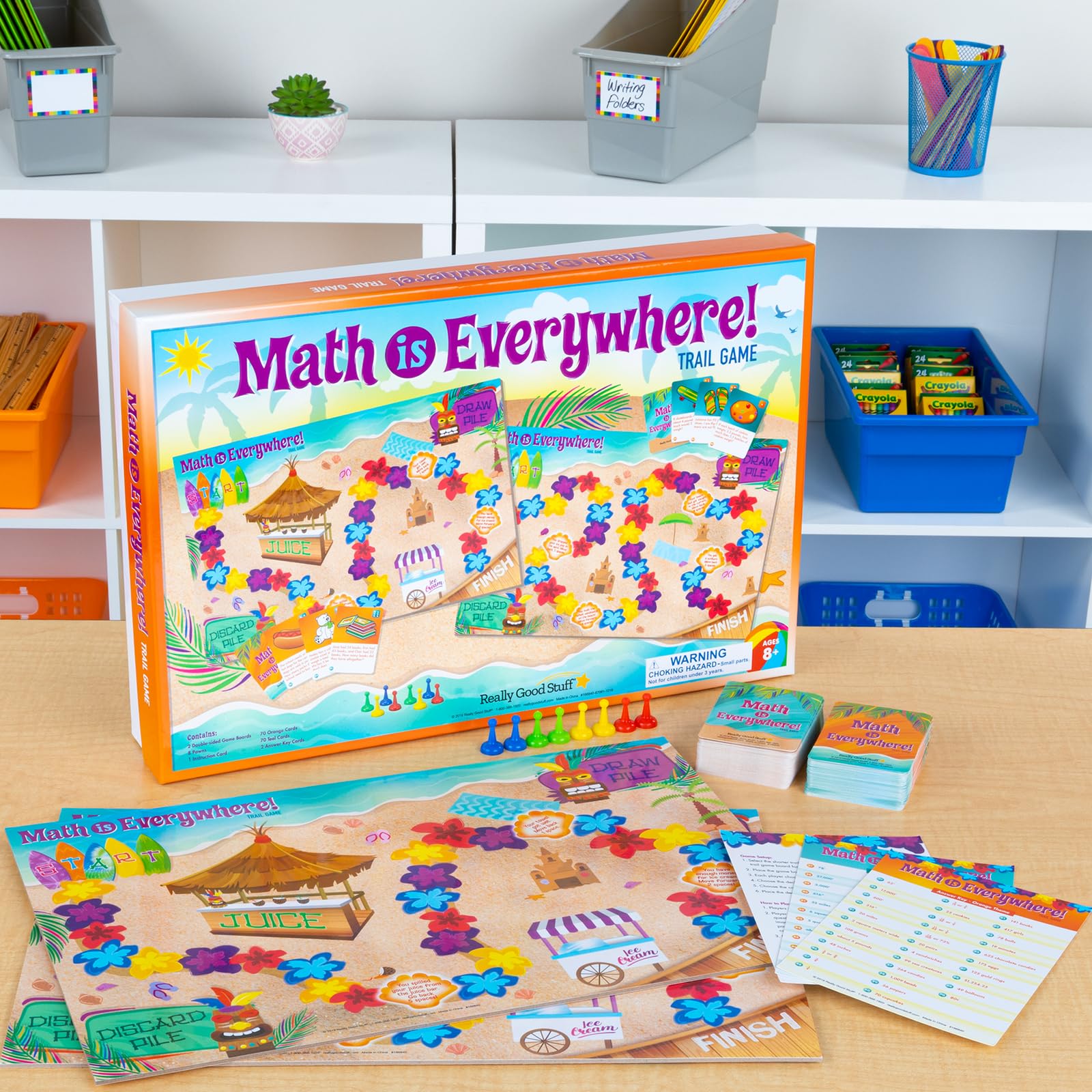 Really Good Stuff Math is Everywhere! Intermediate Trail Game - Educational Board Game for Kids | Perfect for Classroom Learning & Family Math Night Activities