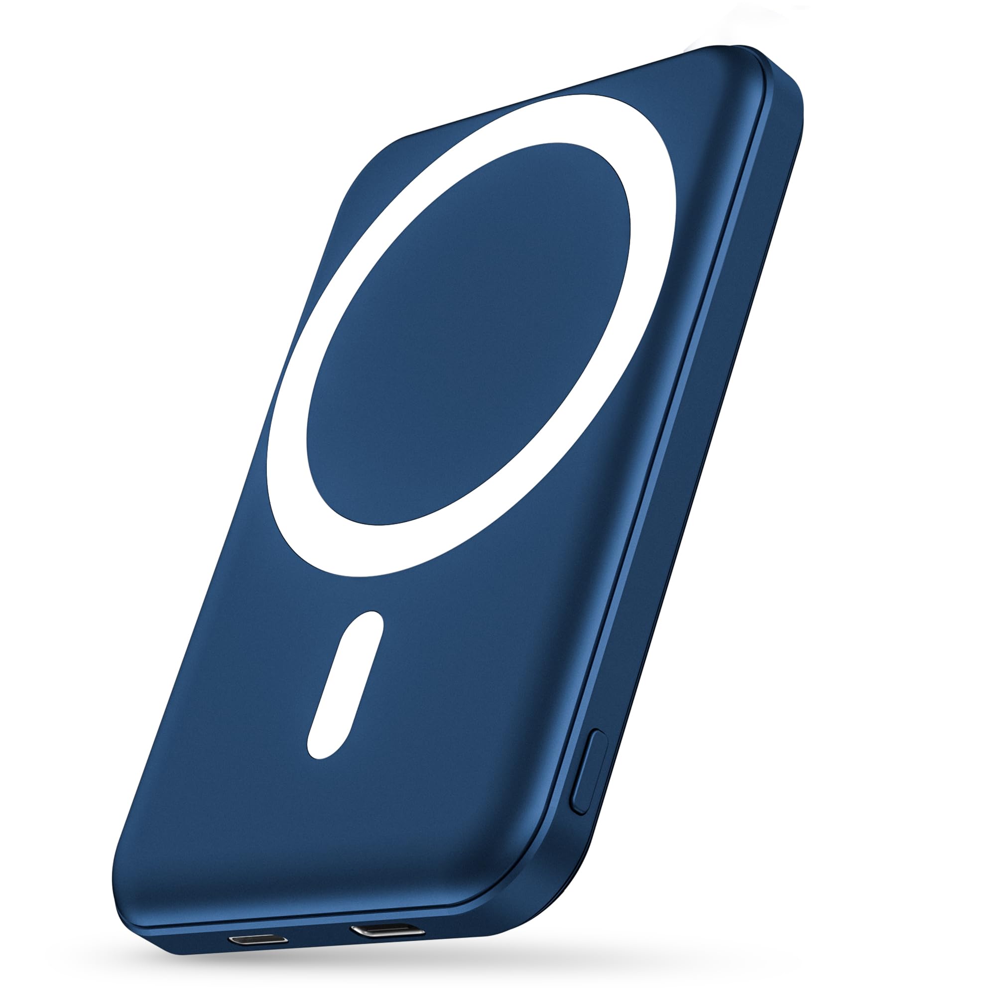 Podoru 5000mAh MagSafe Wireless Power Bank - Ultra Slim Magnetic Battery Pack with 20W Fast Charging & USB-C Cable | Compatible with iPhone 16/15/14/13/12 Series (Dark Blue) | Perfect for Travel, Work & On-the-Go Charging
