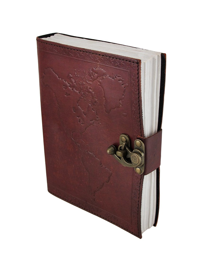 Premium Leather Embossed World Map Journal - Travel Notebook for Writing, Sketching & Adventure Planning - Perfect Gift for Travelers & Explorers