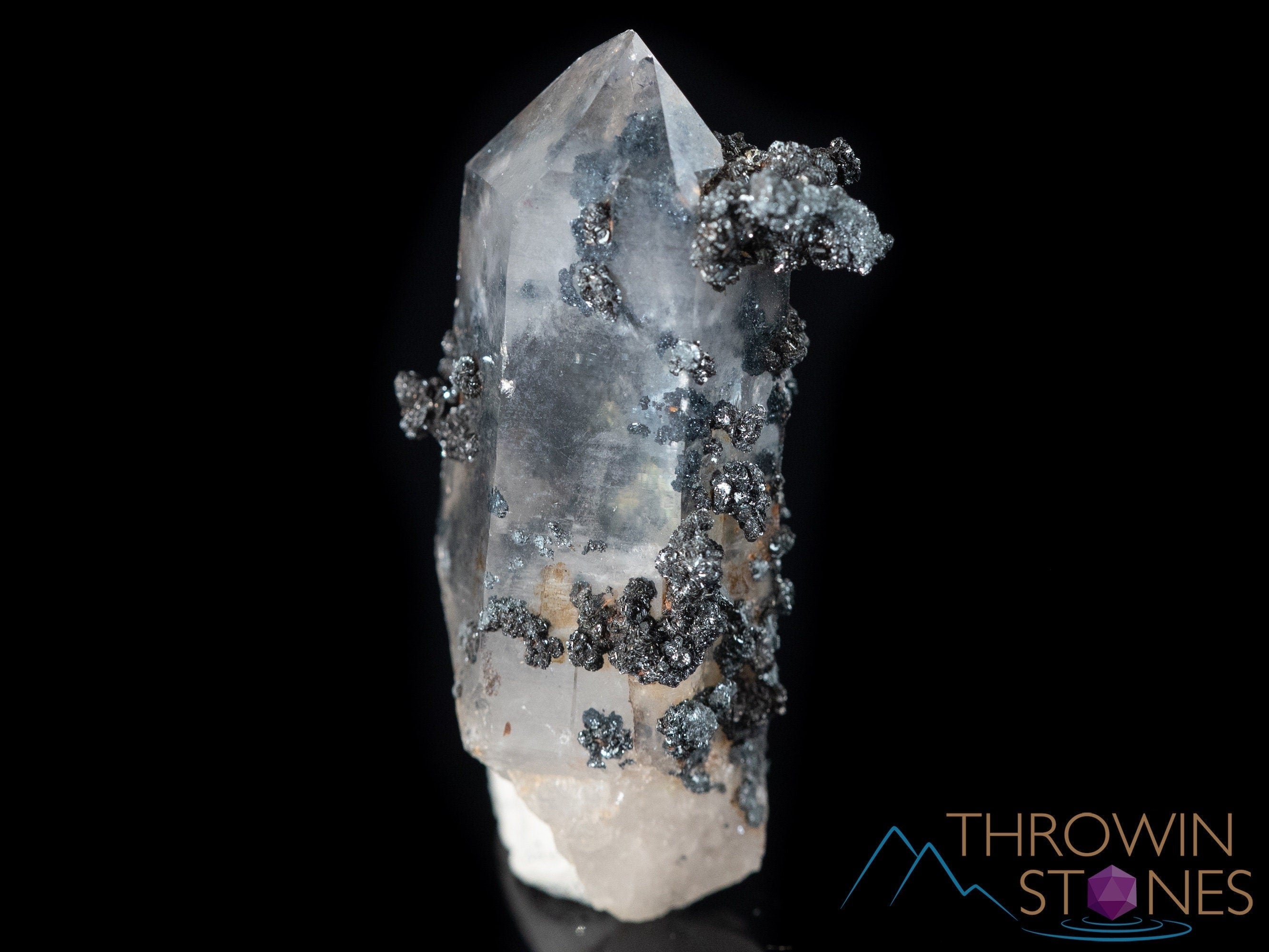 Natural QUARTZ Raw Crystal Cluster with Specular HEMATITE - Healing Stones for Home Decor, Housewarming Gift, Meditation & Spiritual Healing | Perfect for Office Desk, Living Room & Bedroom Decor