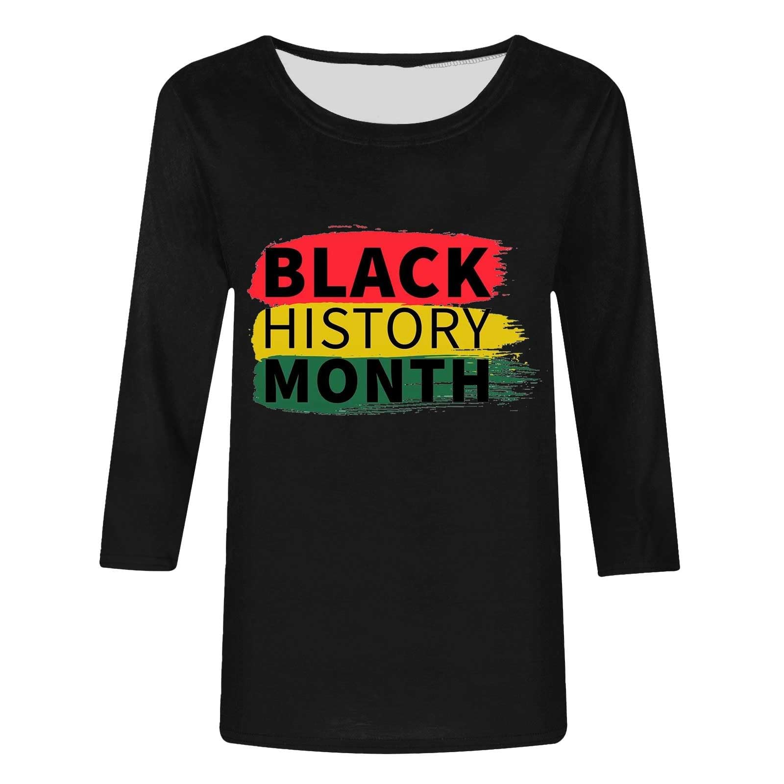 Juneteenth T-Shirts for Women - Black Freedom Day 3/4 Sleeve Blouse - Casual Black Pride Tunic Top - June 19th 1865 Commemorative Shirt - Perfect for Juneteenth Celebrations, Black History Month, and Everyday Wear
