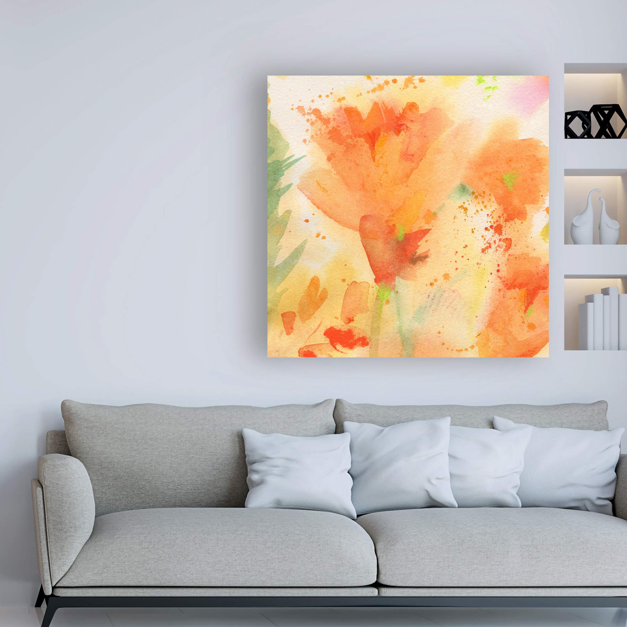 Trademark Fine Art 18x18 Windblown Poppies #2 by Sheila Golde - Stunning Floral Canvas Wall Art for Living Room, Bedroom & Office Decor