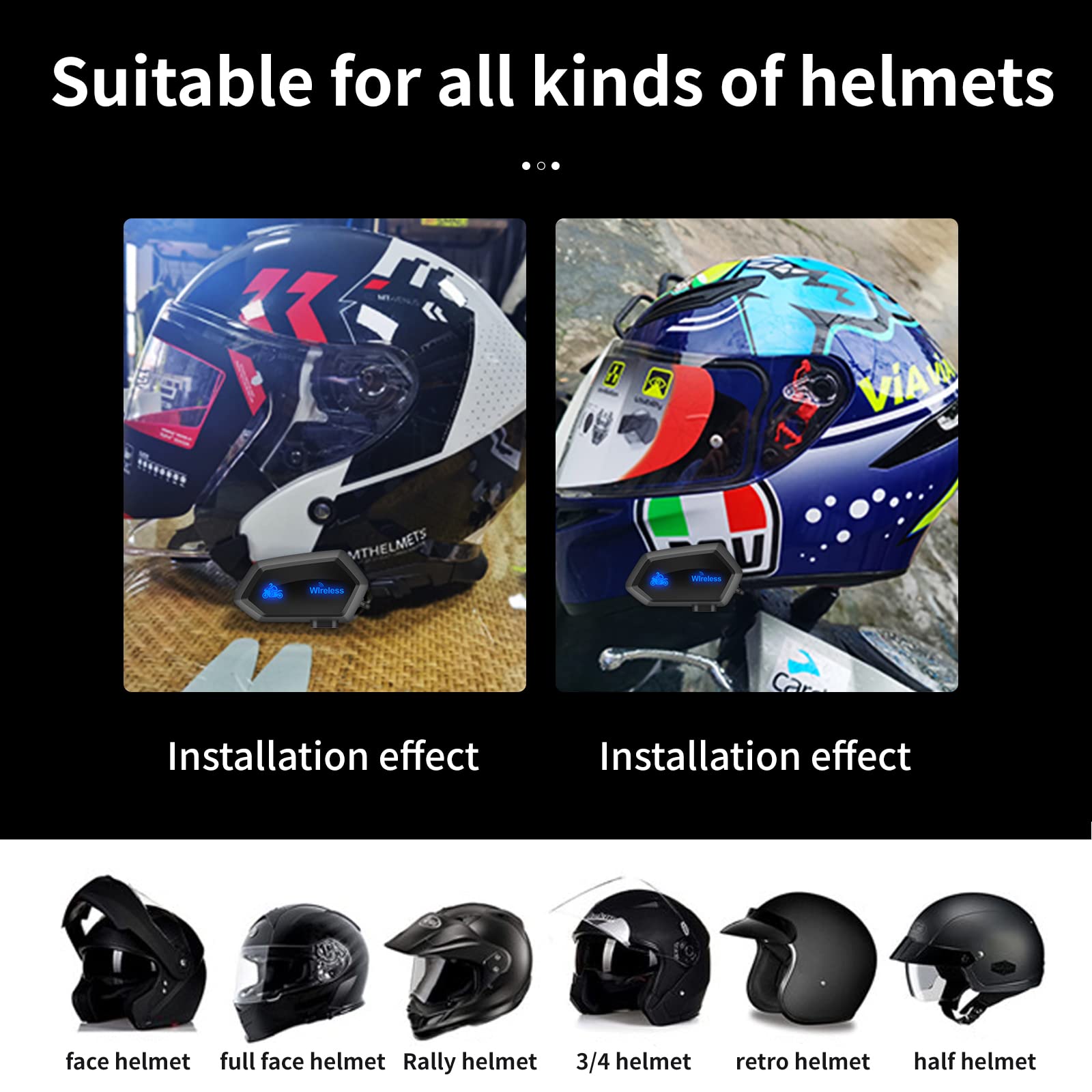 OBEST Motorcycle Helmet Headset - Bluetooth 5.0 Wireless Earpiece with Noise Cancellation & Waterproof Design for Hands-Free Calls, Music & GPS Navigation - Ideal for Motorcycle Riding, Skiing & Outdoor Sports