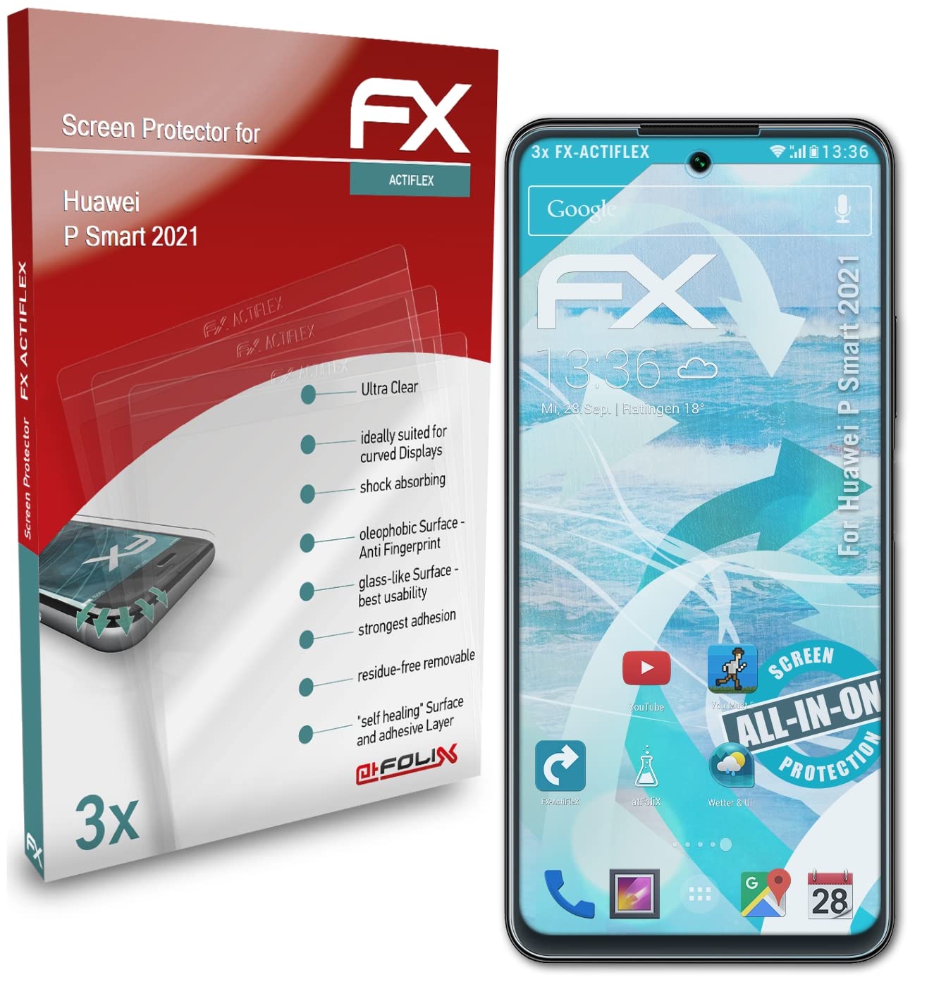 Huawei P Smart 2021 Screen Protector - 3 Pack Ultra Clear Flexible Tempered Glass Film - Anti-Scratch & Bubble-Free - Perfect for Daily Use & Outdoor Activities