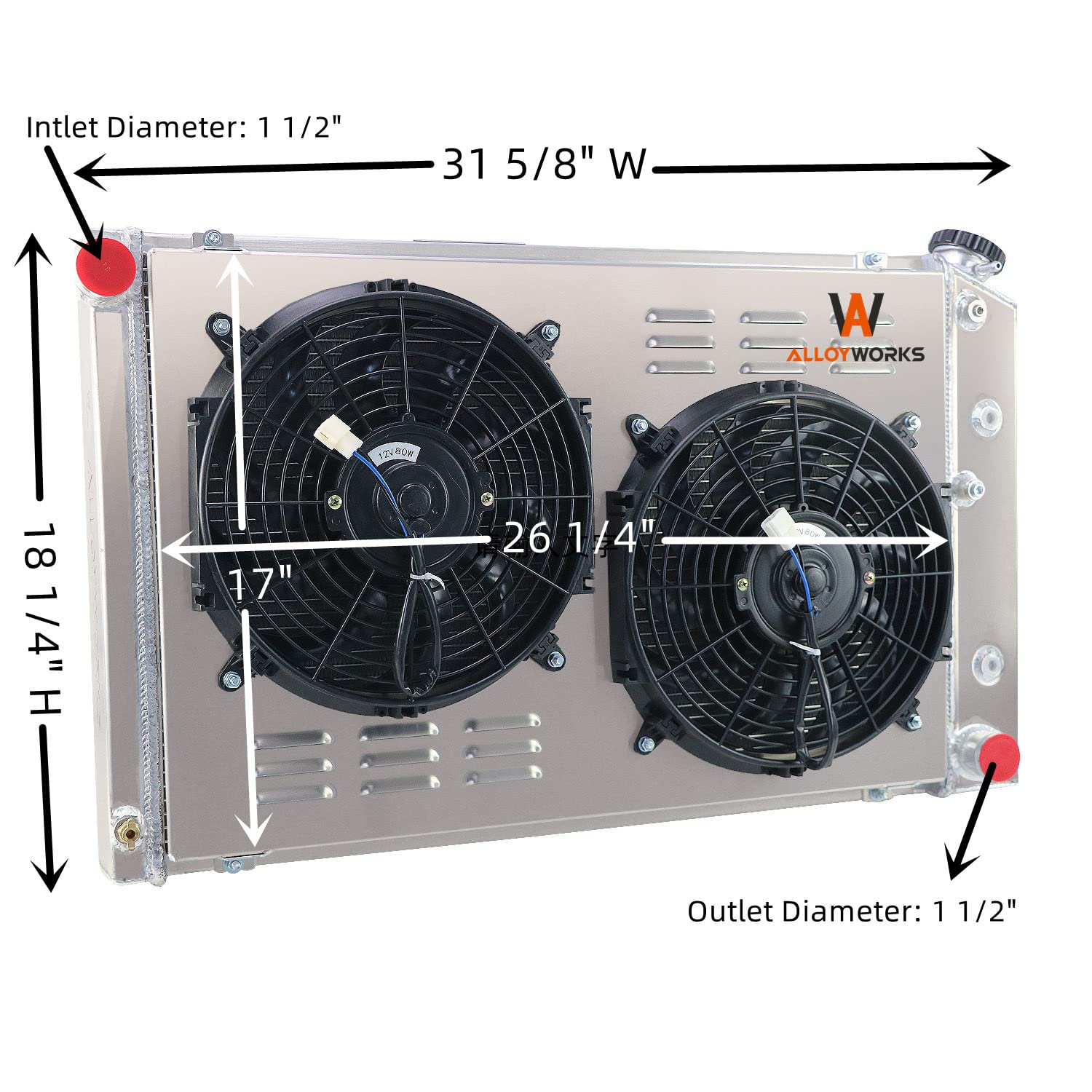 ALLOYWORKS CU162 4-Row Radiator with Dual 12