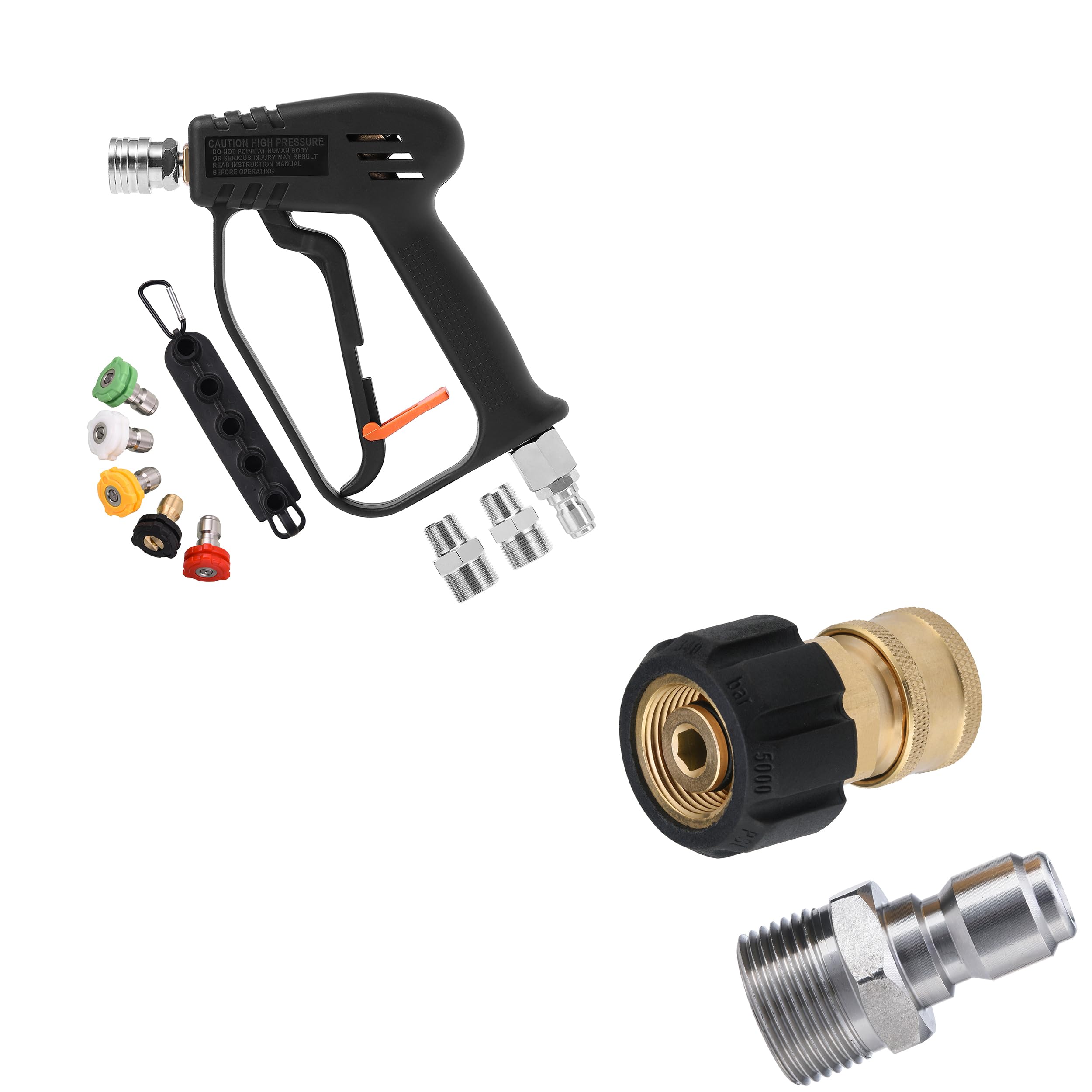 JOEJET Pressure Washer Gun with Swivel - M22 to 3/8'' Quick Connect Adapter Set for Pressure Washer Hose | Heavy Duty Cleaning for Driveways, Decks & Outdoor Surfaces