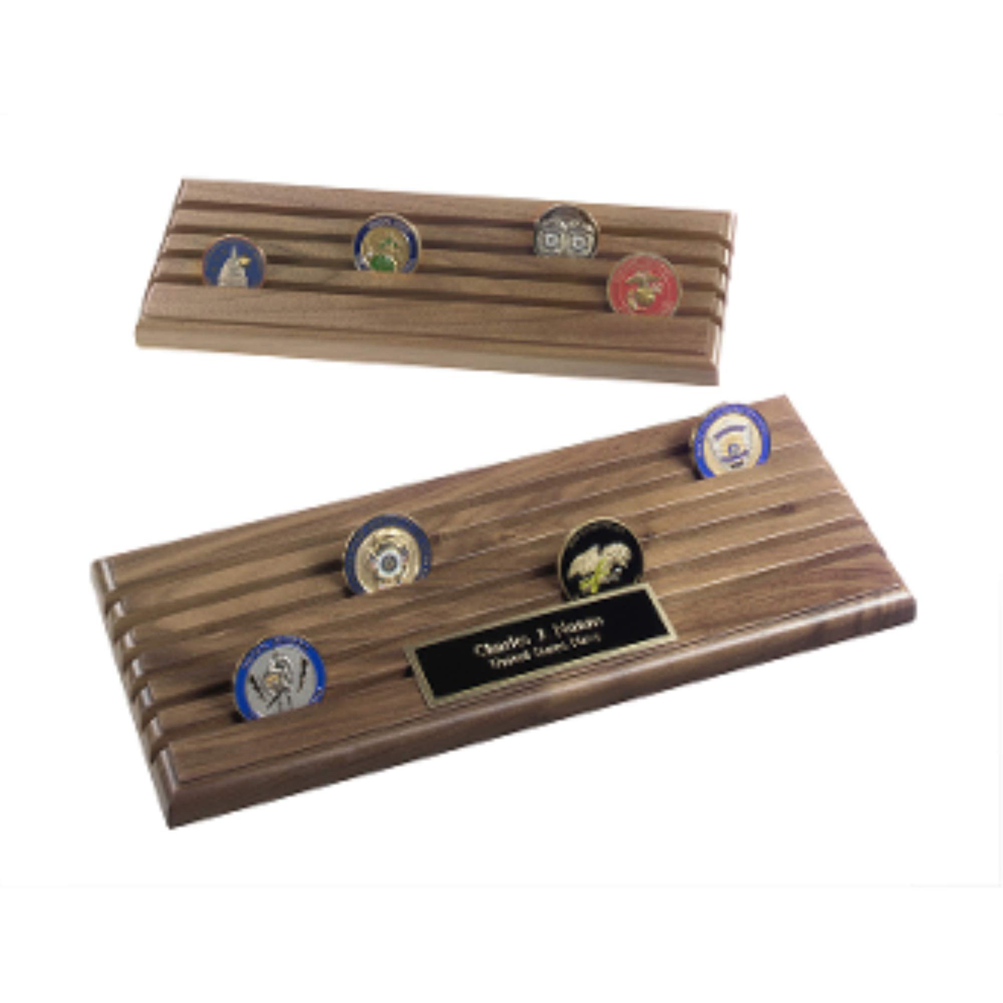 Premium Walnut Wood Coin Display Rack - 6 Row Organizer Holds 36 Coins | Perfect for Coin Collectors, Numismatic Displays & Home Office Decor