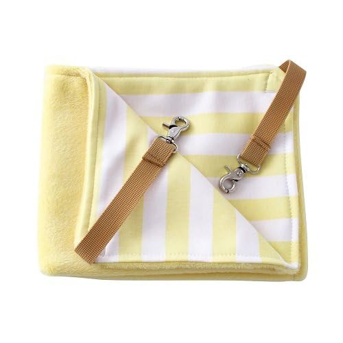 Premium Cat Hanging Bed Hammock - Soft & Comfy Pet Swing Bed for Small Animals - Ferret, Kitty, Puppy, Bunny - Large Size in Yellow - Perfect for Cages, Play Areas & Relaxation