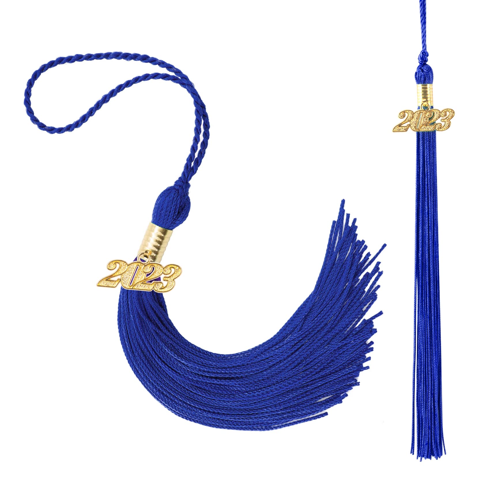 2023 Graduation Tassels 2 Pack - Classic Blue Graduation Tassel with 2023 Year Charm for Graduation Cap - Perfect for High School & College Graduation Ceremonies, Parties & Gifts