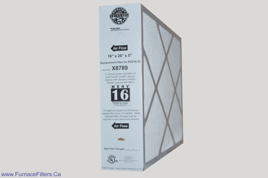 Lennox X8789 Furnace Filter 16x26x5 MERV 16 - Healthy Climate Air Filter for PC016 28 PureAir System (Pack of 1) - Improves Indoor Air Quality for Homes & Offices