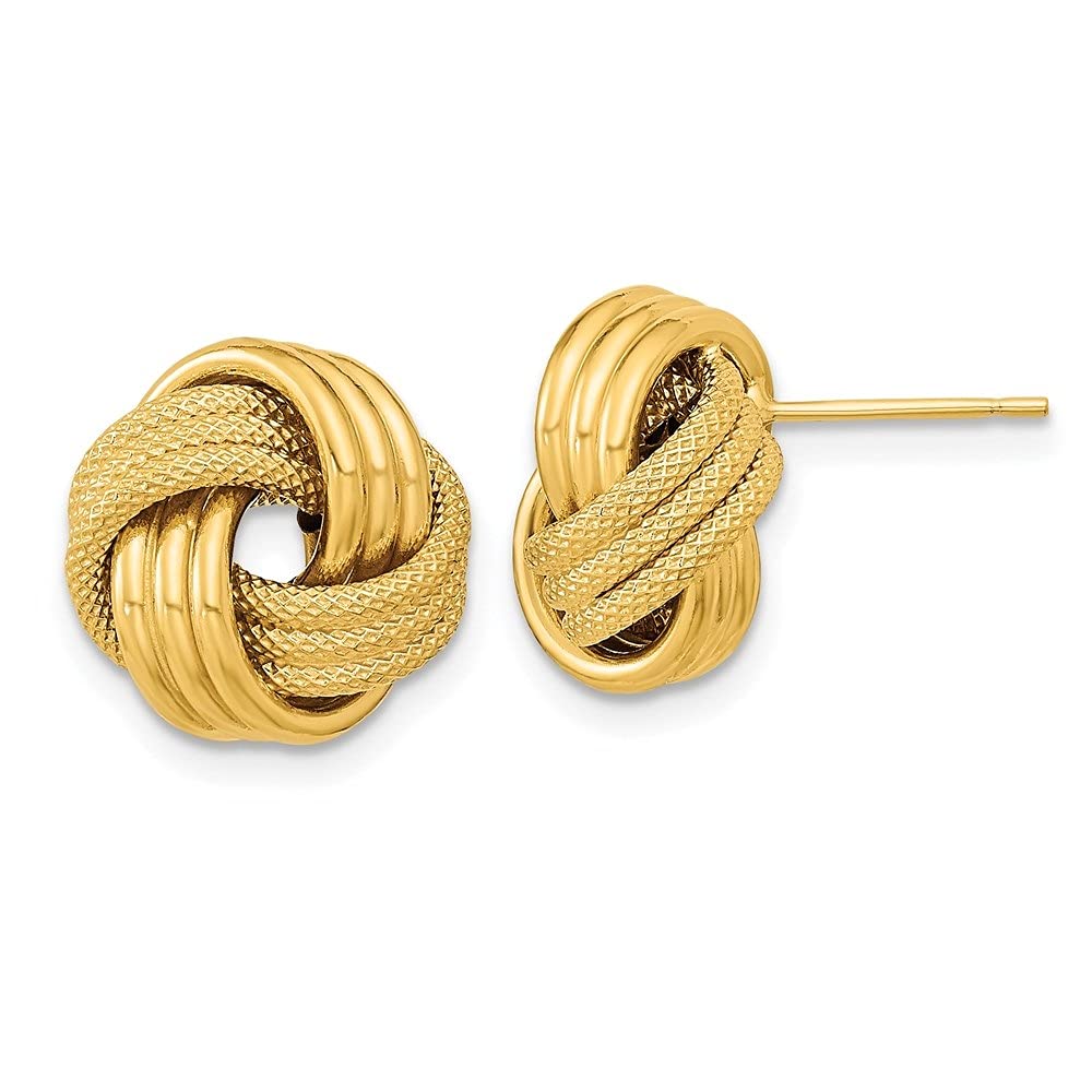 14K Gold Love Knot Stud Earrings for Women - Polished Textured Design, Hypoallergenic Jewelry Gift for Her - Perfect for Valentine's Day, Anniversary & Special Occasions